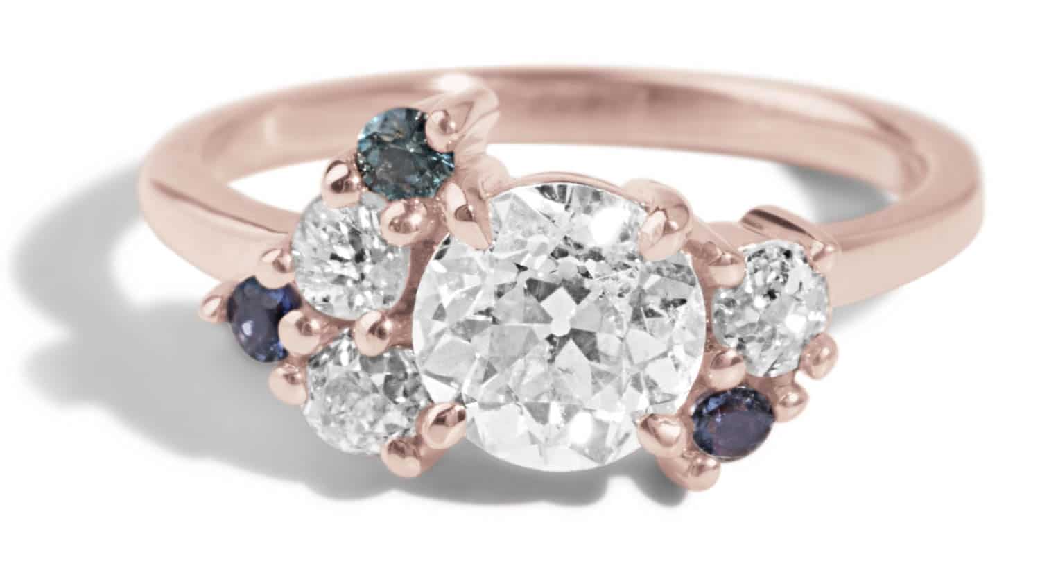 Custom Diamond and Iolite Cluster Ring