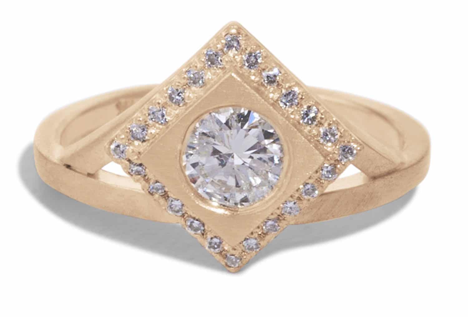 Custom Diamond Halo Quince Ring