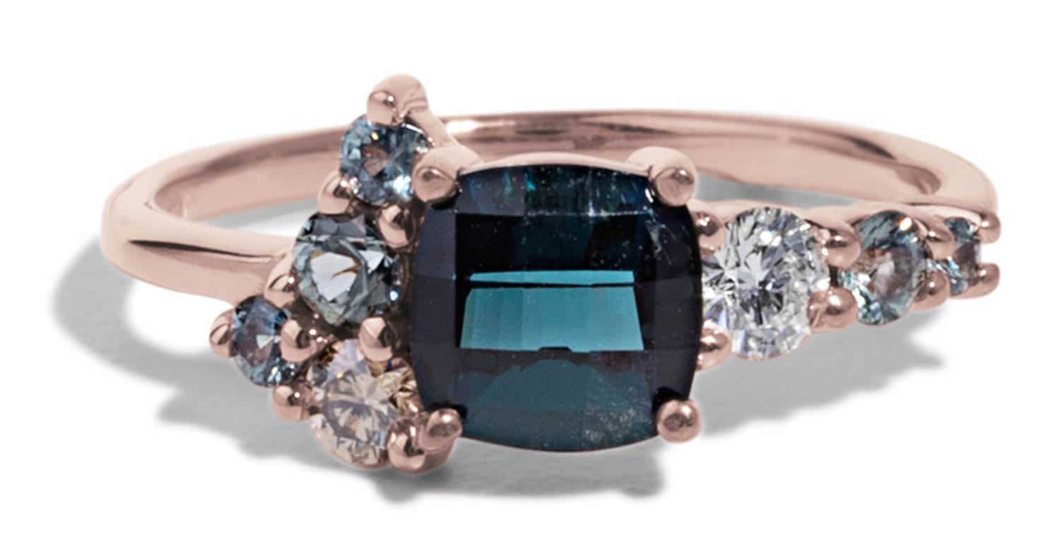 Custom Tourmaline and Sapphire Cluster Ring