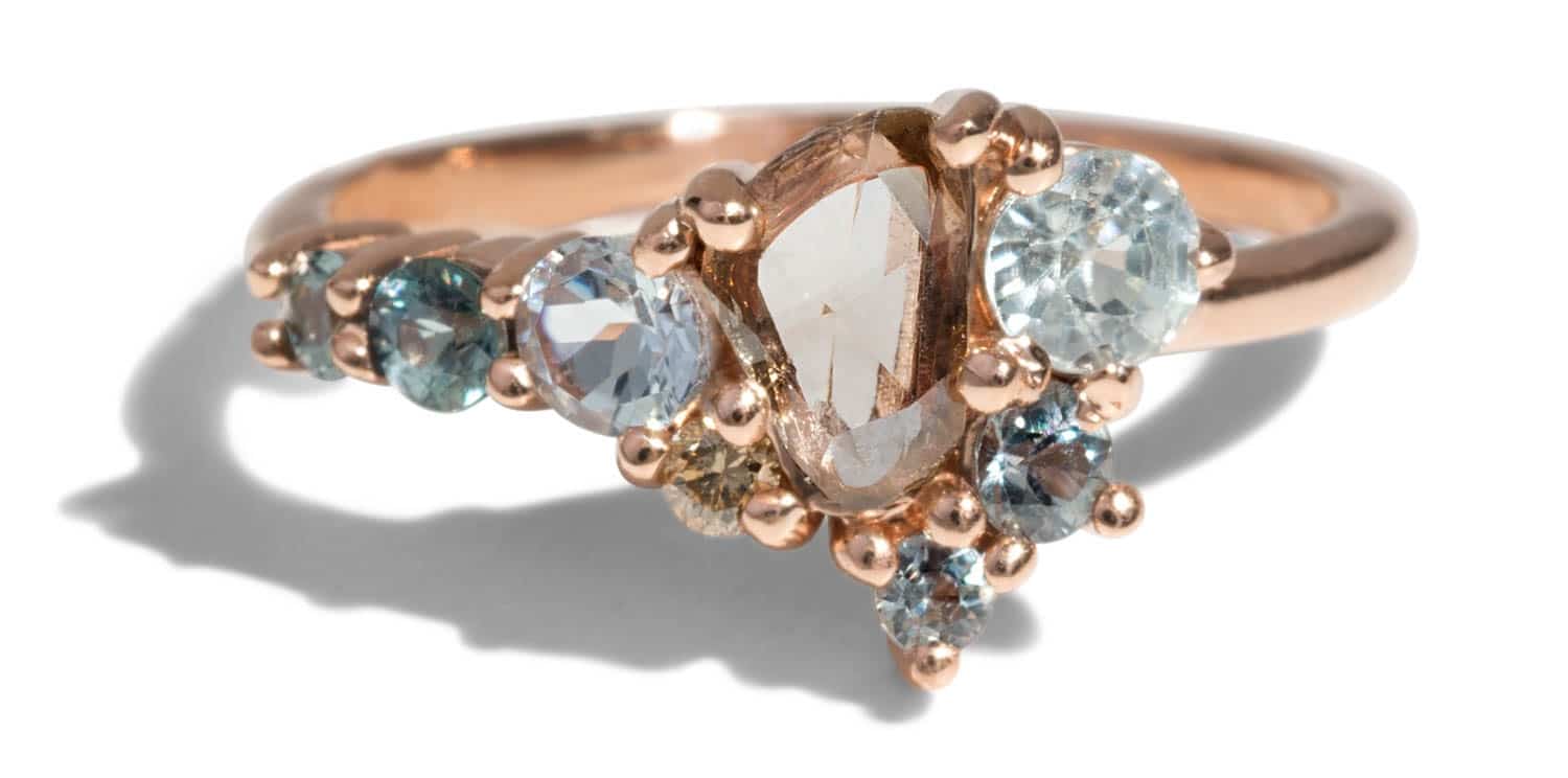 Custom Diamond and Sapphire Cluster Ring