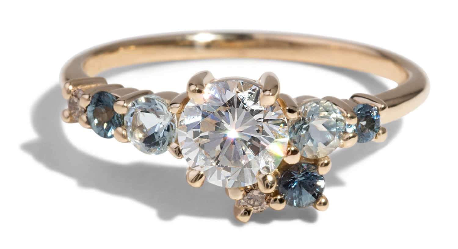 Custom Diamond and Sapphire Cluster Ring