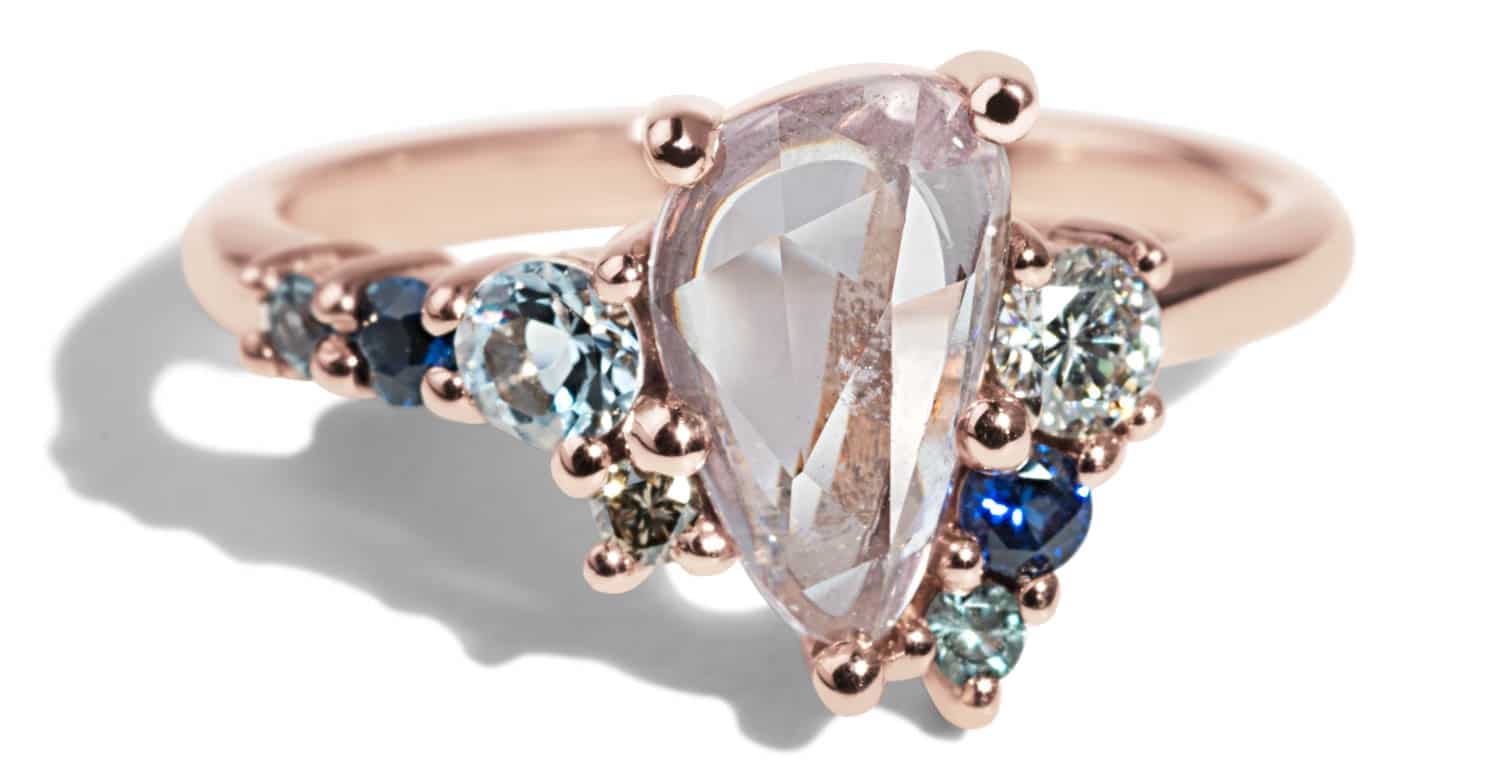 Custom Free Form Pink Sapphire Cluster Ring