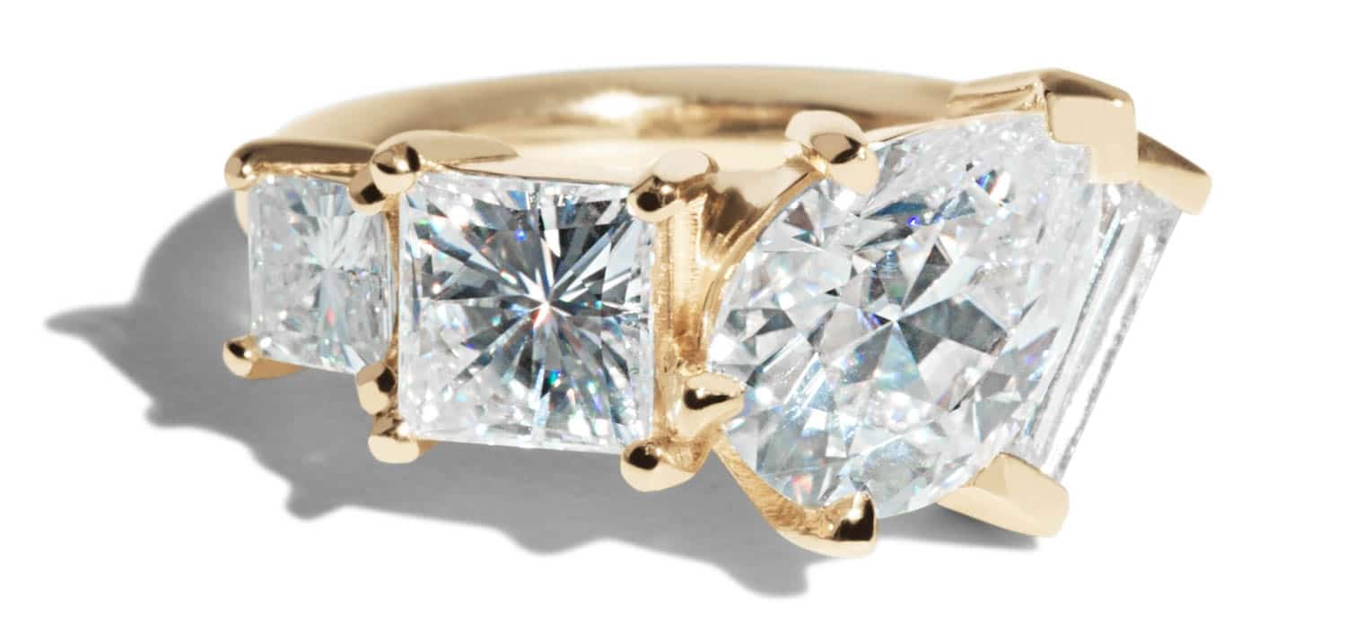 Custom Moissanite Linear Cluster Ring