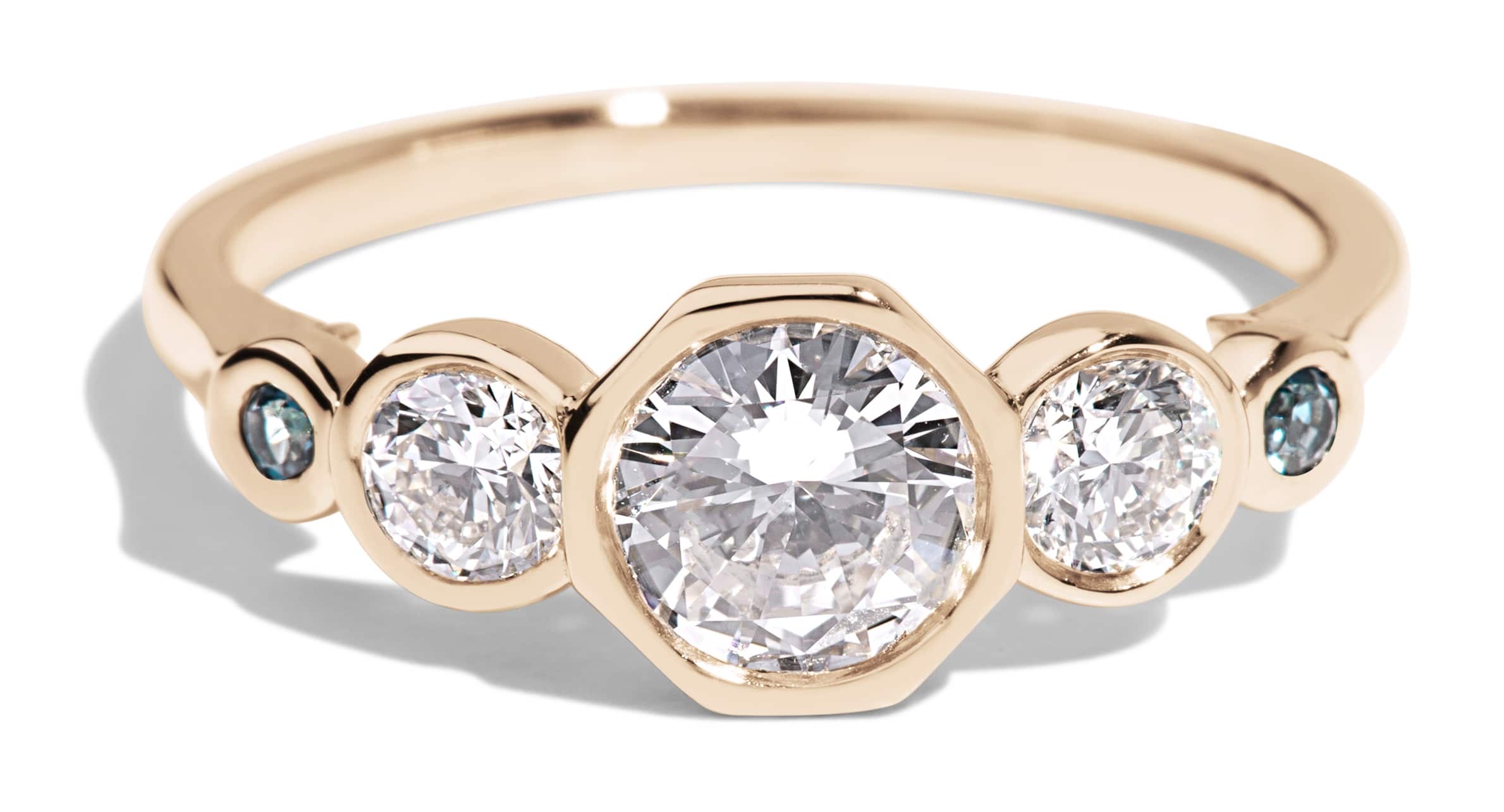 Custom Diamond and Blue Topaz Cluster Ring