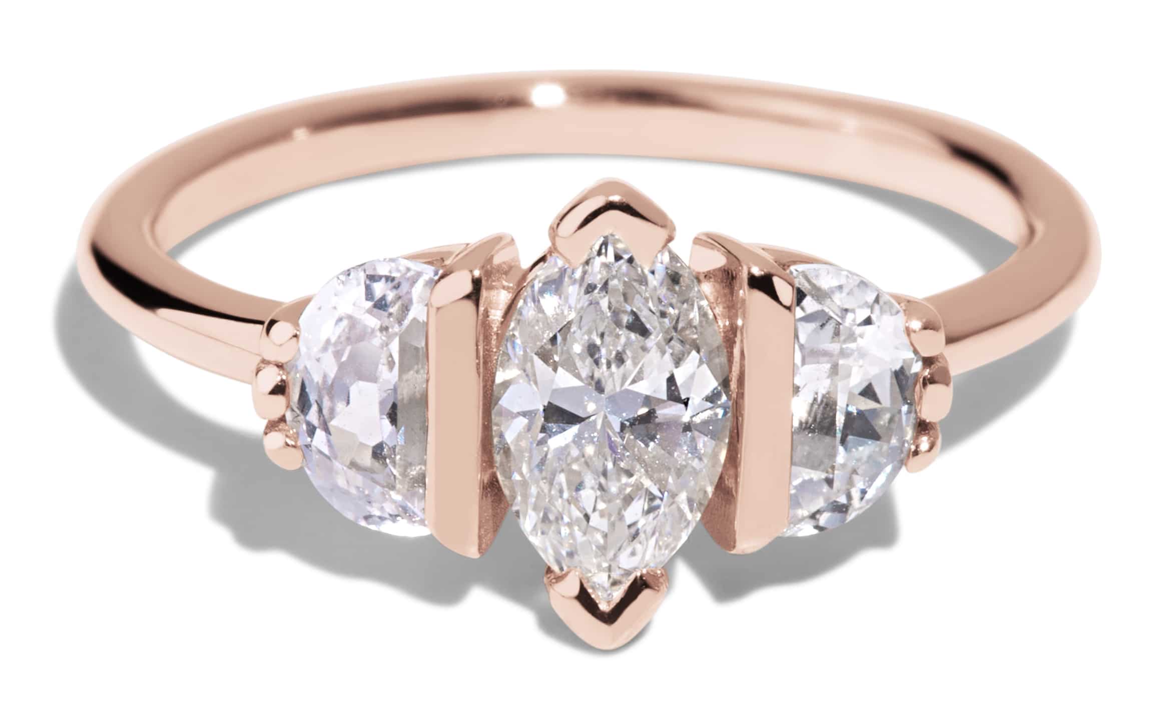 Custom Diamond and White Sapphire Triad Ring