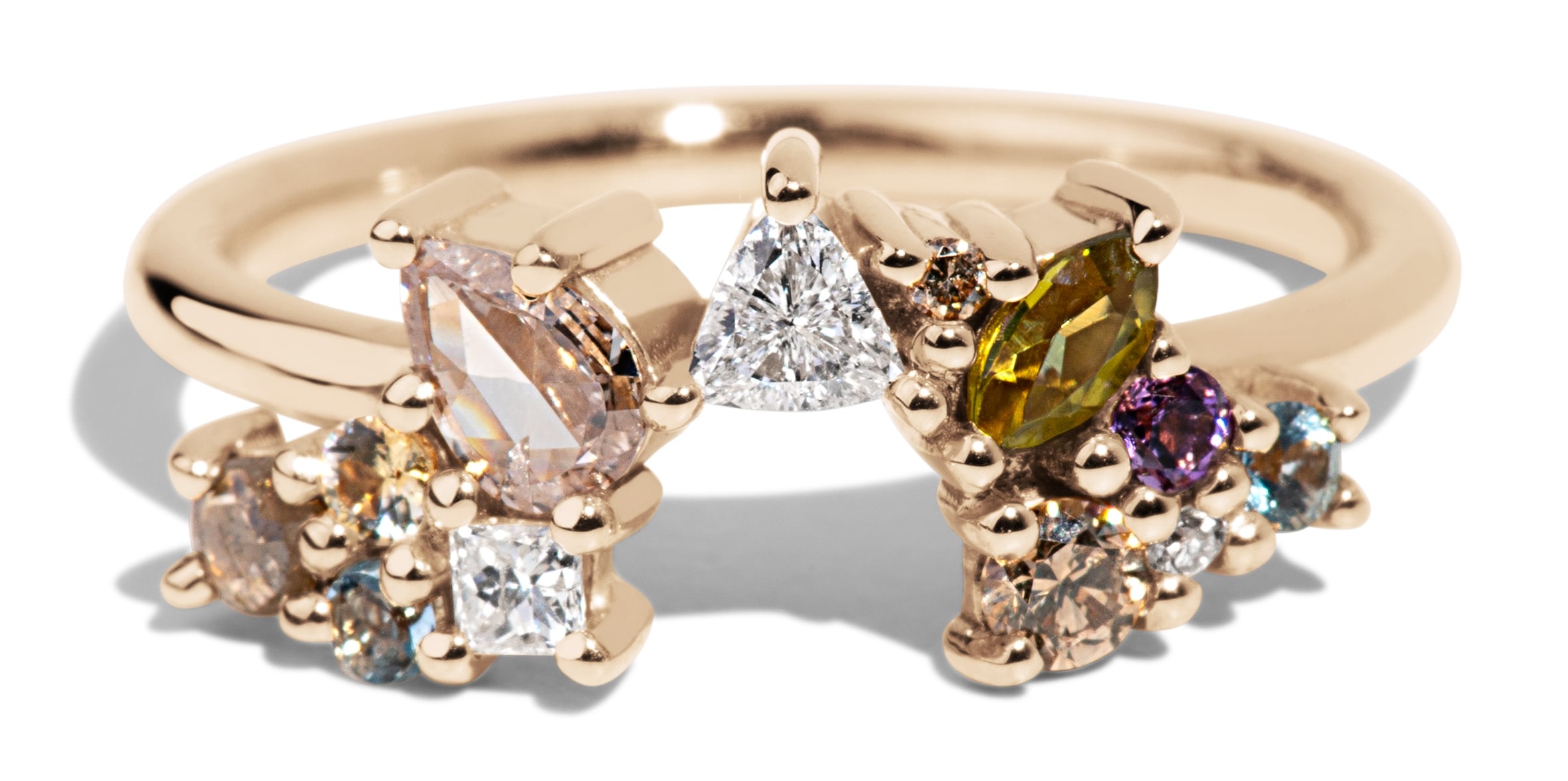 Custom Diamond and Sapphire Cluster Band