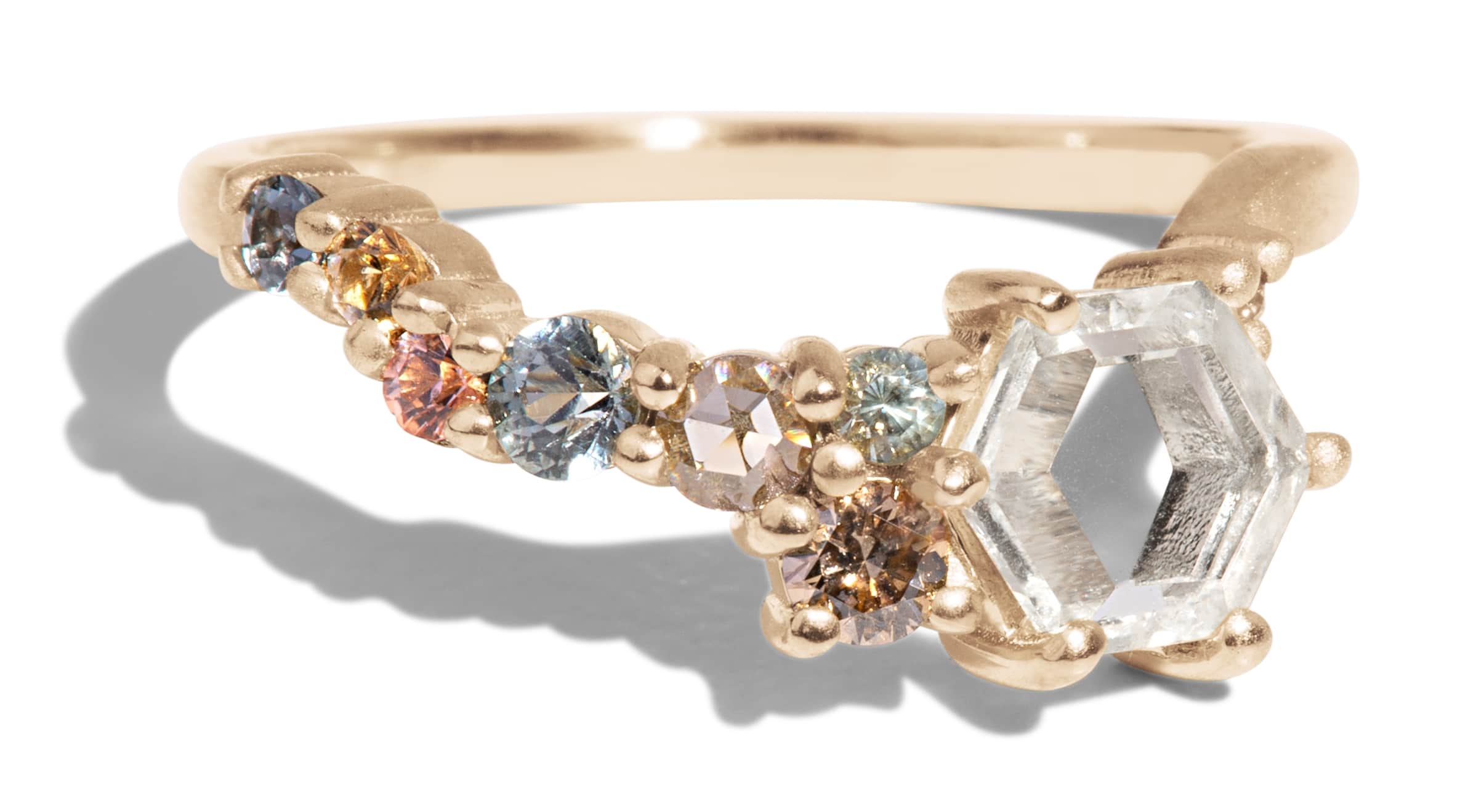 Custom White Sapphire and Champagne Diamond Band