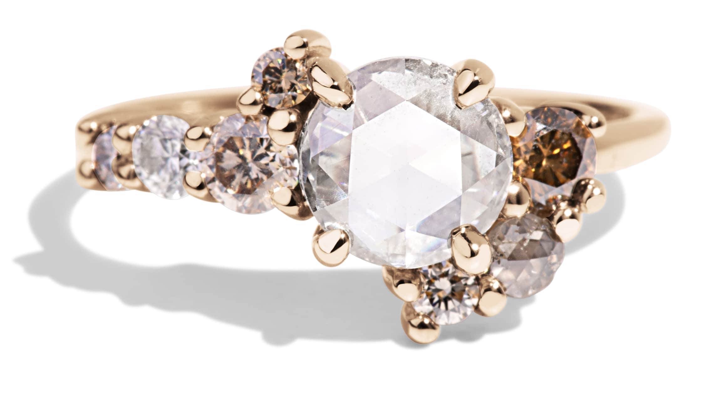 Custom Rose Cut Diamond Cluster Ring