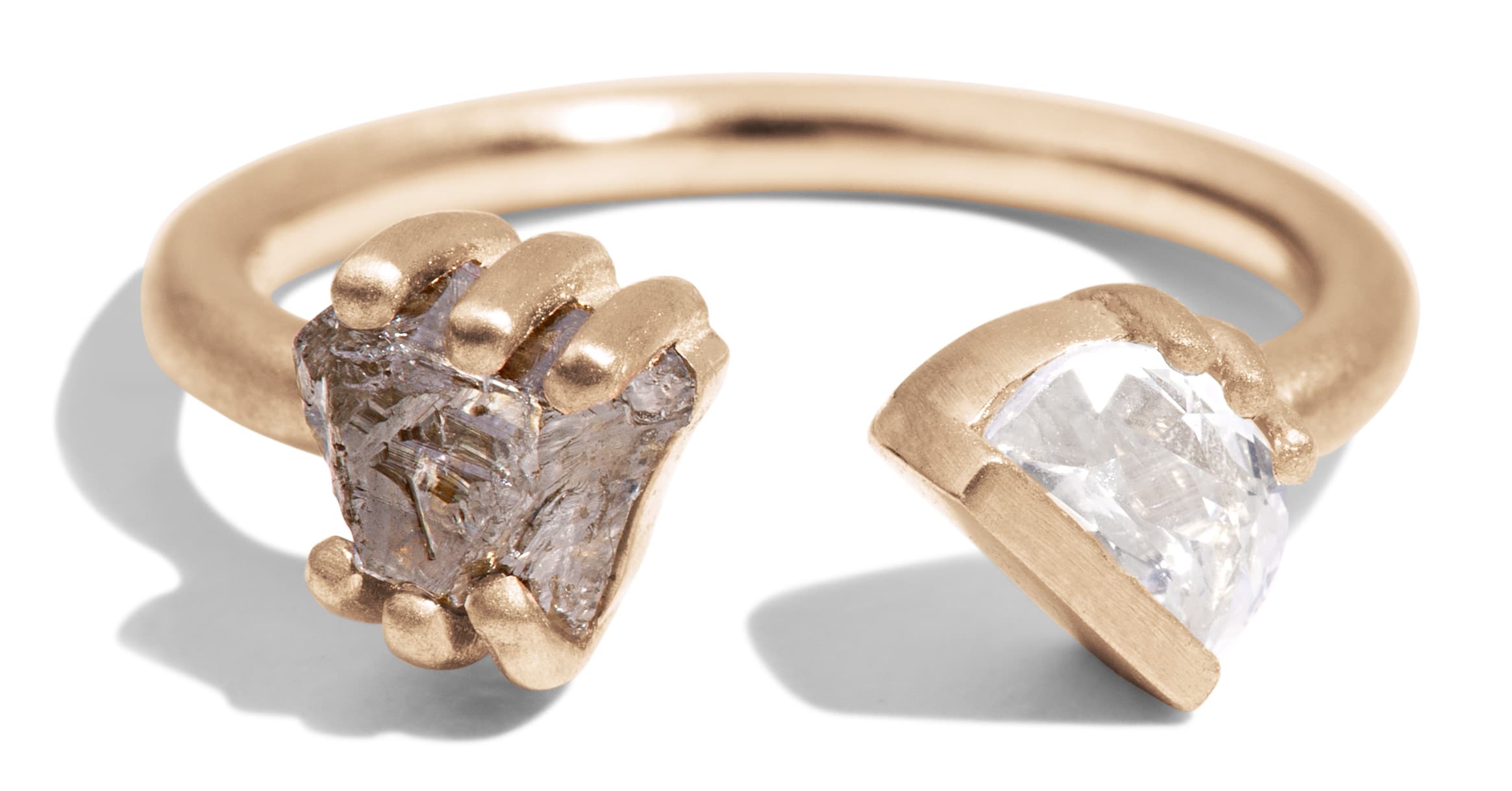 Custom Gray Diamond and White Sapphire Ring