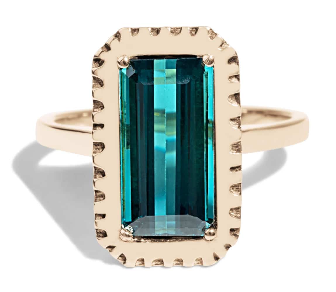 Custom Emerald Cut Tourmaline Solitaire Ring