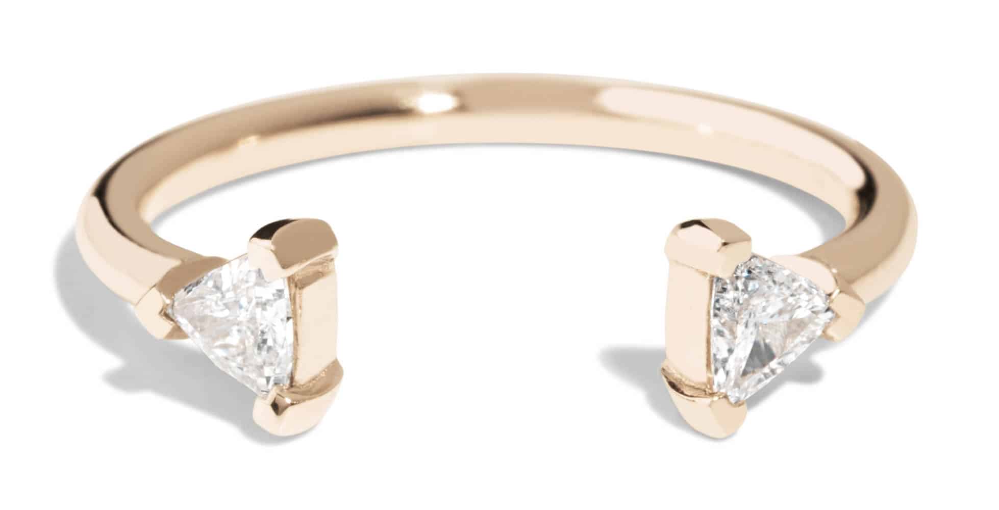 Custom Trillion Cut Diamond Open Ring