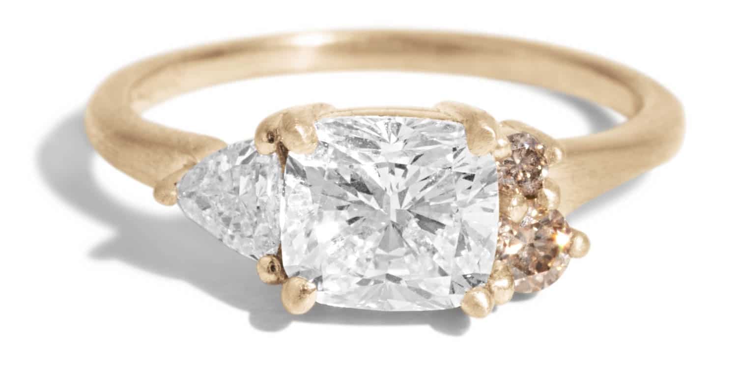 Custom Cushion Cut Diamond Cluster Ring