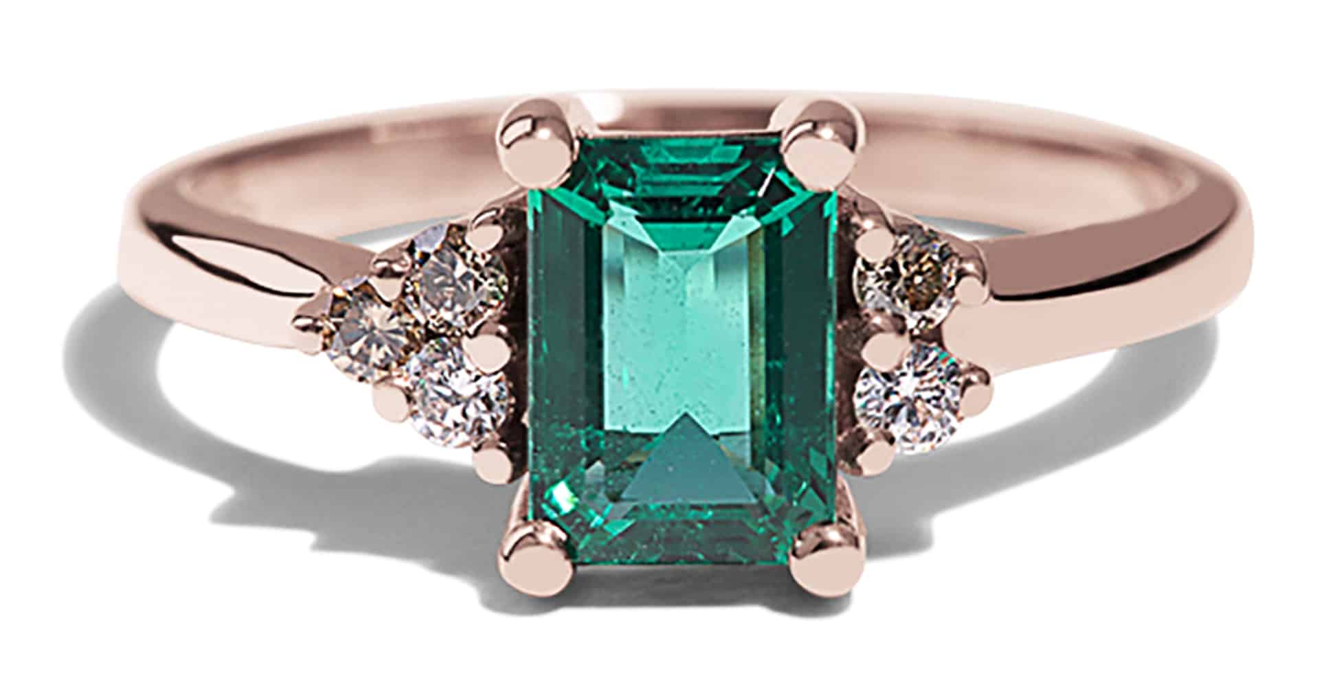 Custom Emerald and Champagne Diamond Ring