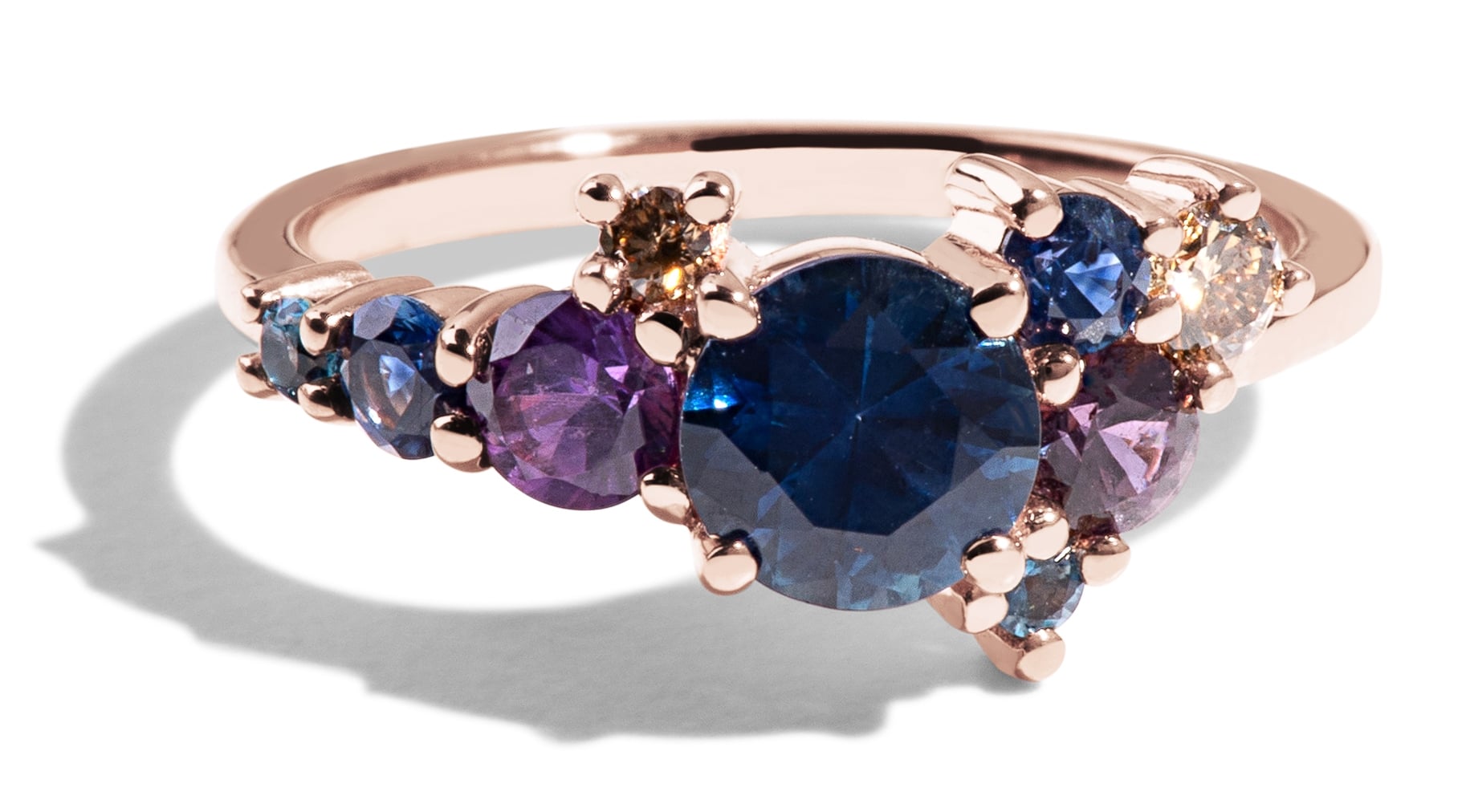 Custom Blue and Purple Sapphire Cluster Ring