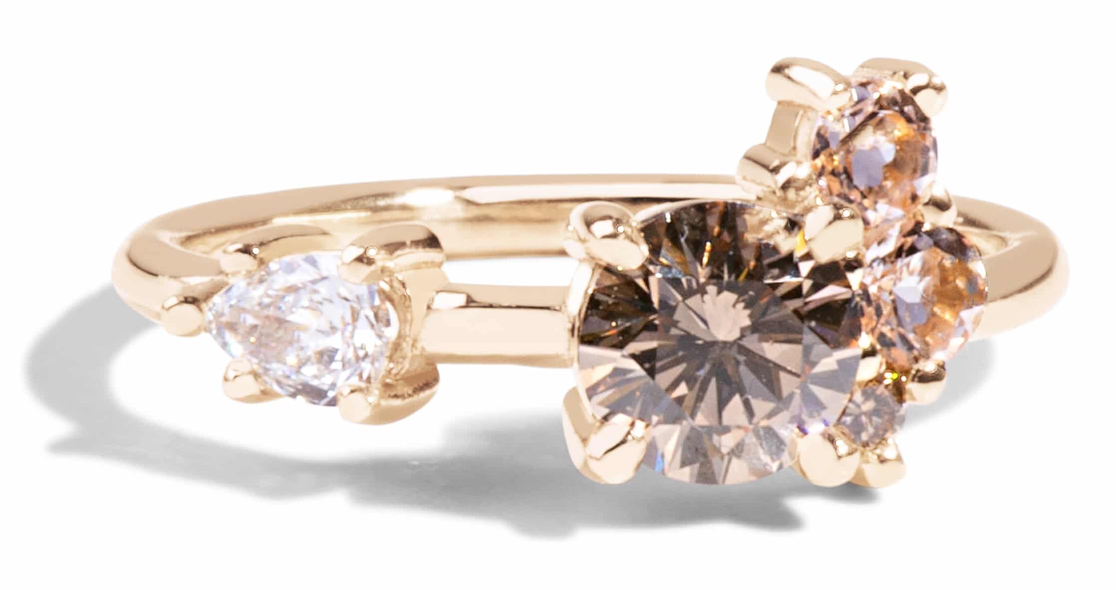 Custom Champagne Diamond and Morganite Cluster Ring