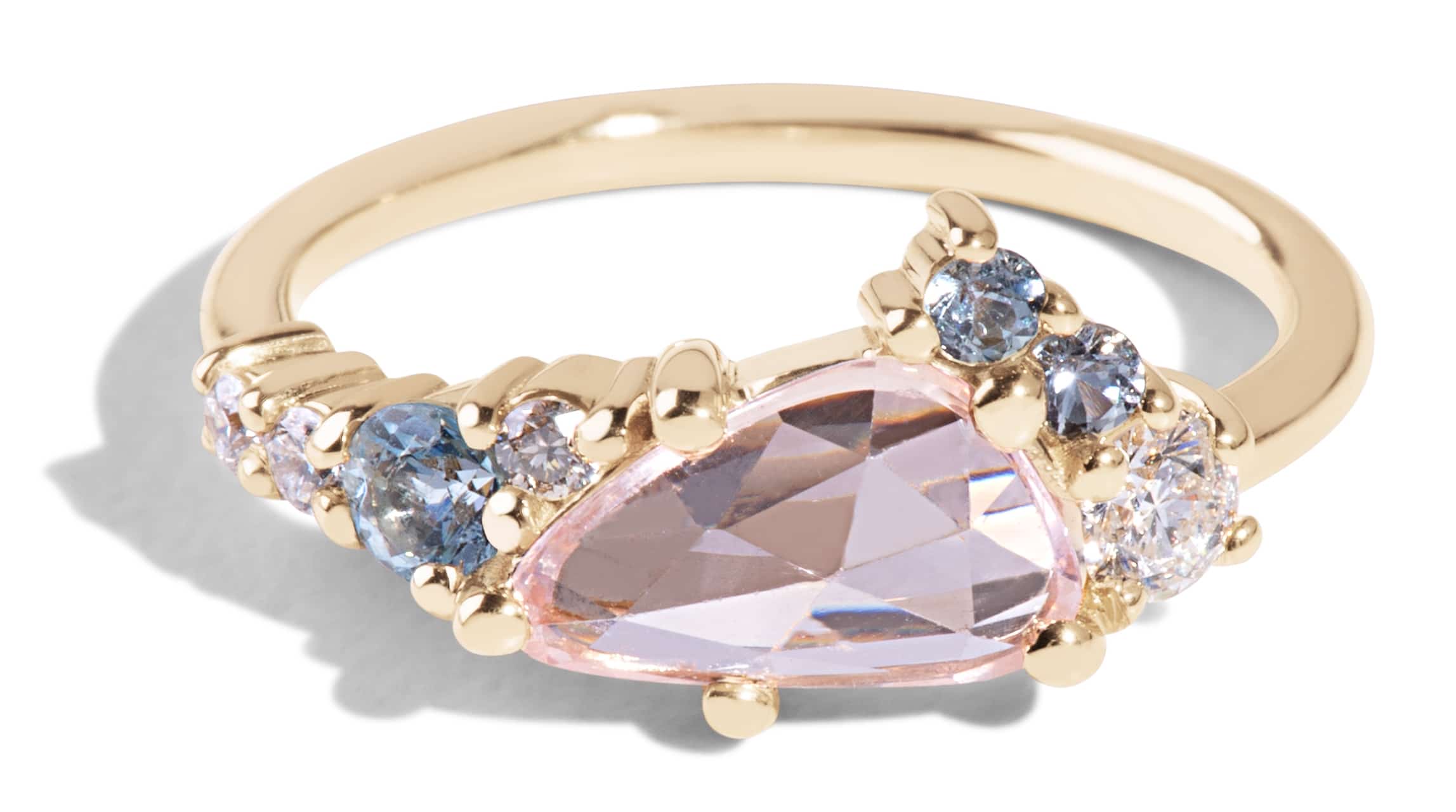 Custom Free Form Pink Sapphire Cluster Ring