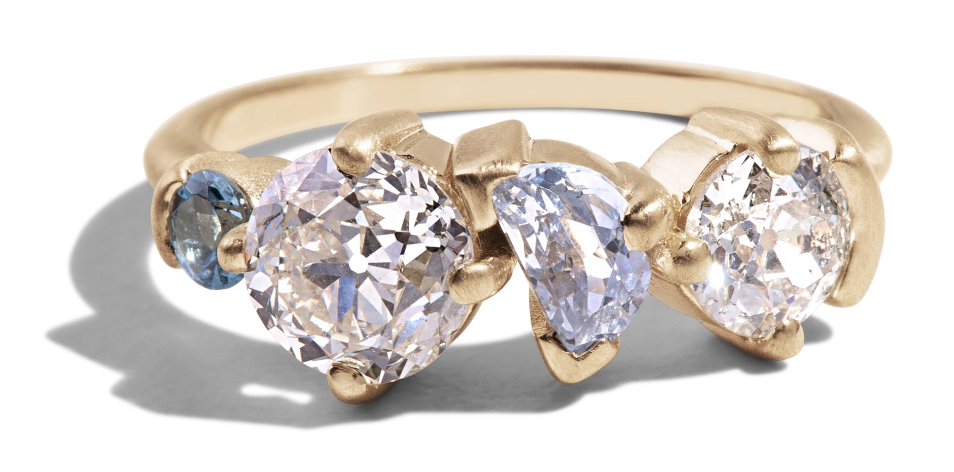 Custom Diamond and Sky Blue Sapphire Cluster Ring