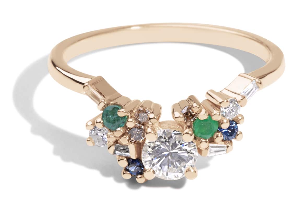 Custom Diamond and Emerald Cluster Ring