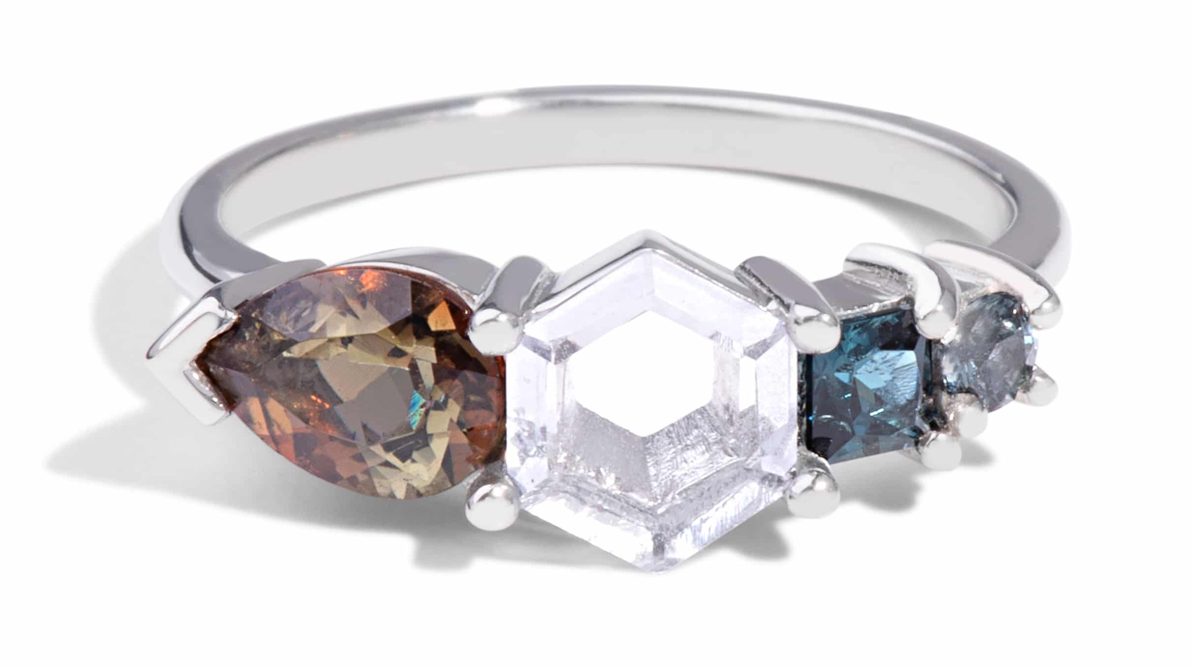 Custom Tourmaline, Andalusite, and White Sapphire Ring