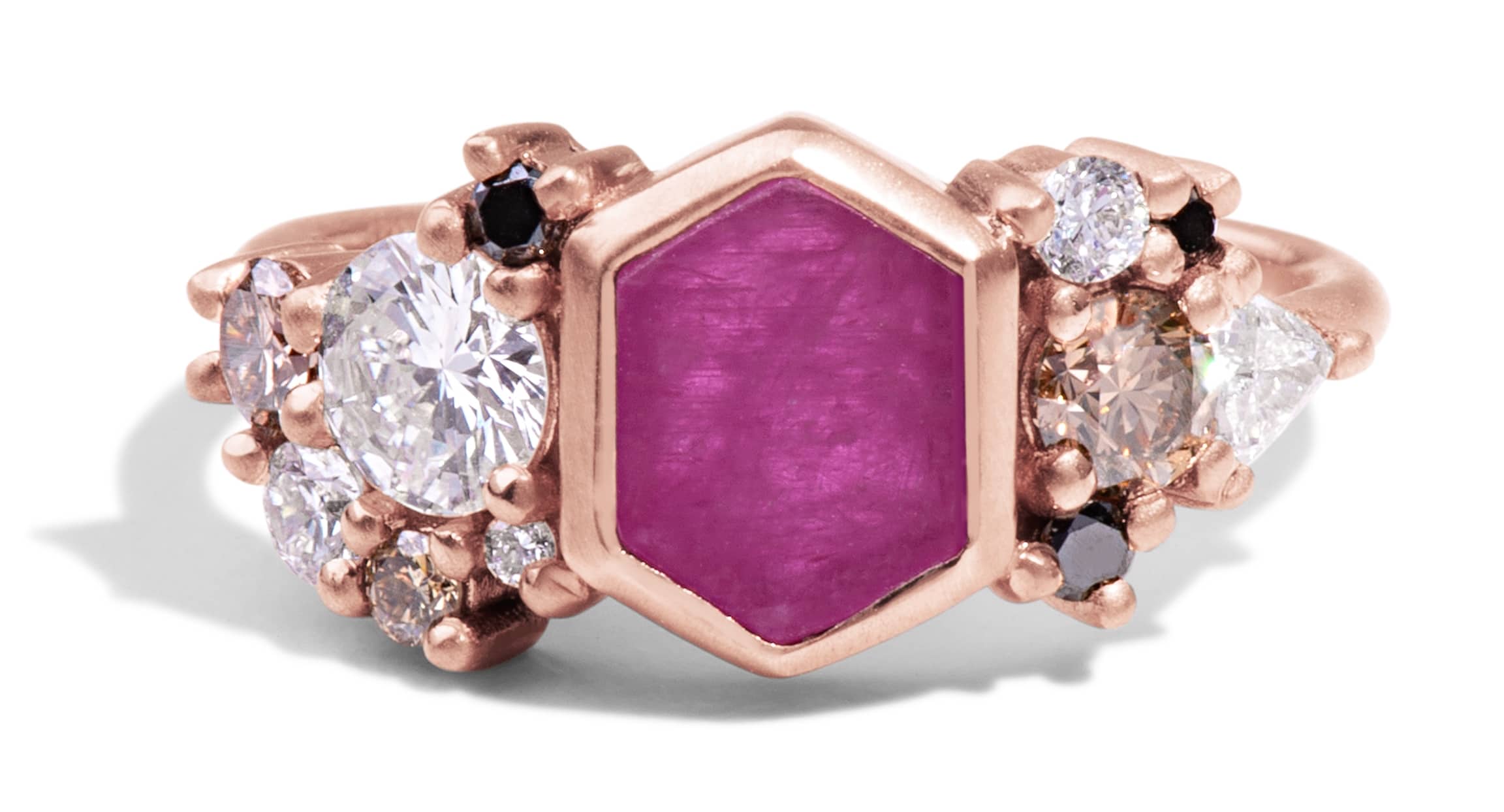 Custom Ruby and Diamond Cluster Ring