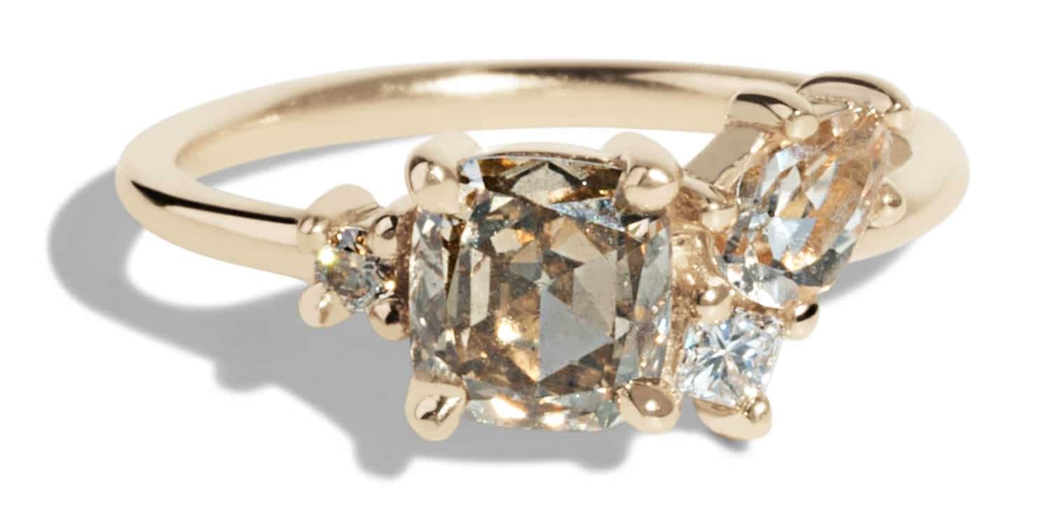 Custom Champagne Diamond and Morganite Cluster Ring