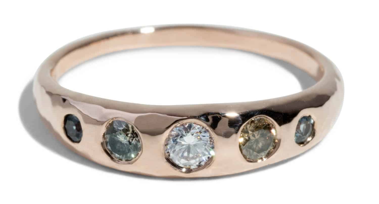 Custom Diamond and Sapphire Crescent Band