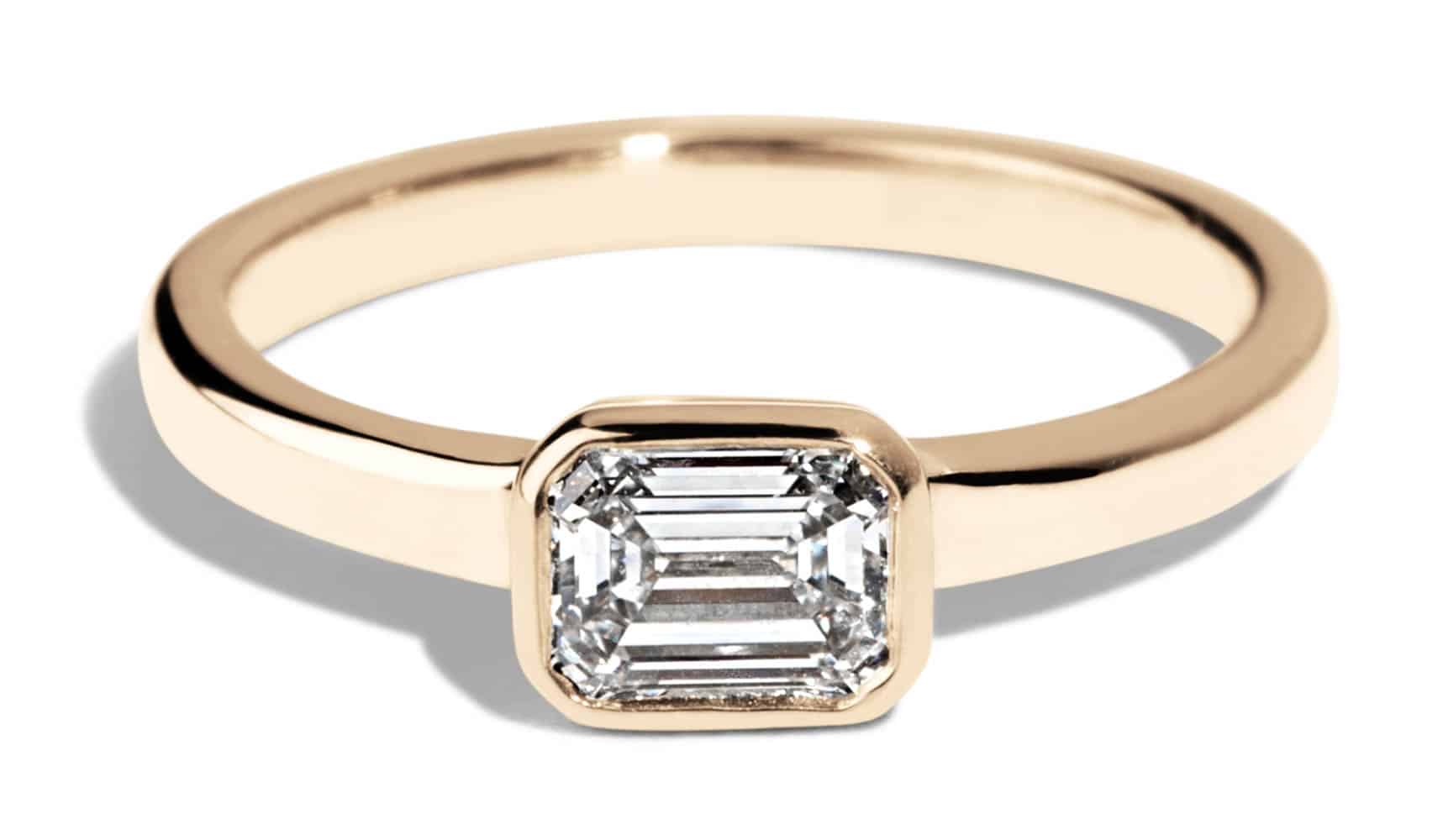 Custom Bezel Set Emerald Cut Diamond Ring