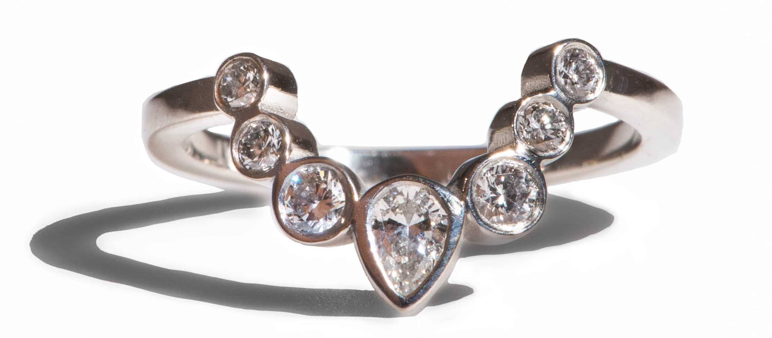 Custom Pear Cut Diamond Curved Band