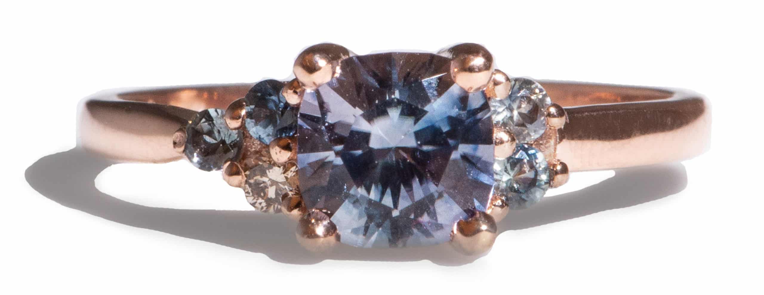 Custom Lavender Sapphire Cluster Ring