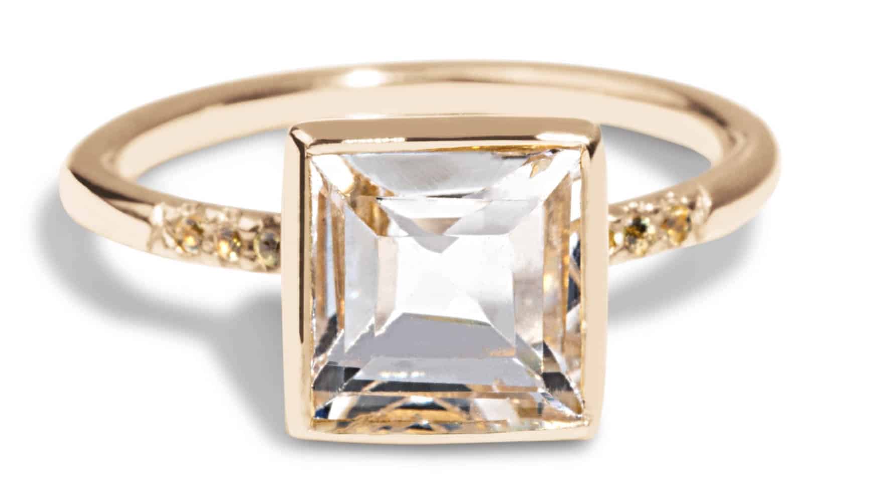 Custom Princess Cut Topaz Solitaire Ring