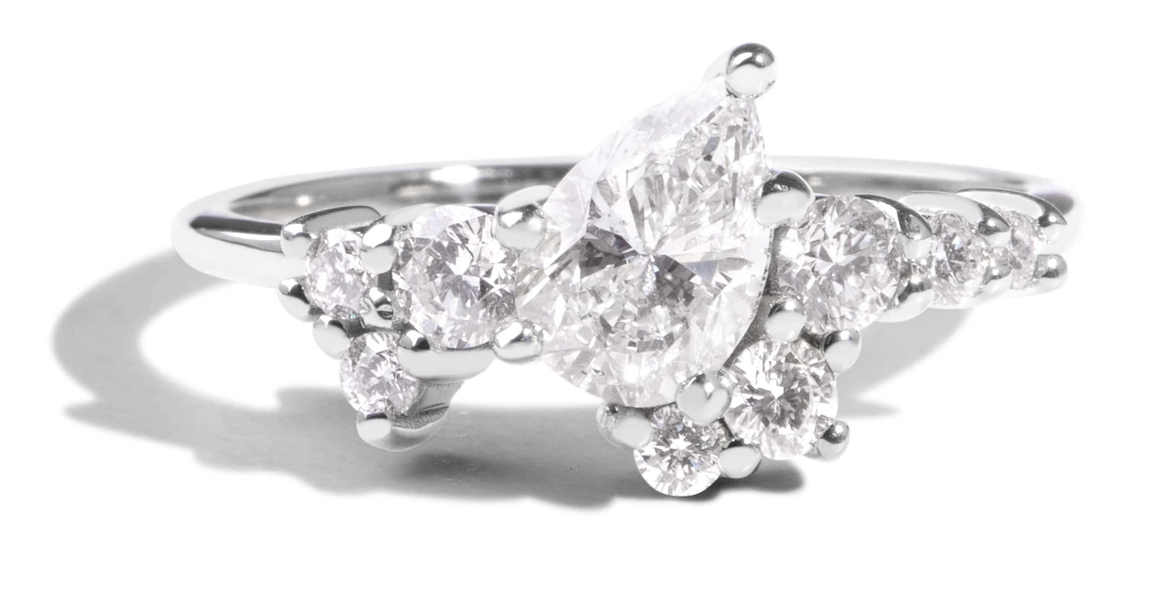 Custom Pear Cut Diamond Cluster Ring