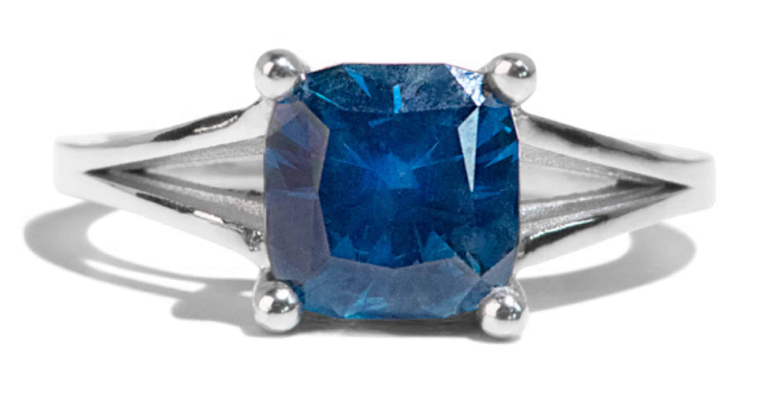 Custom Cushion Cut Blue Sapphire Solitaire Ring