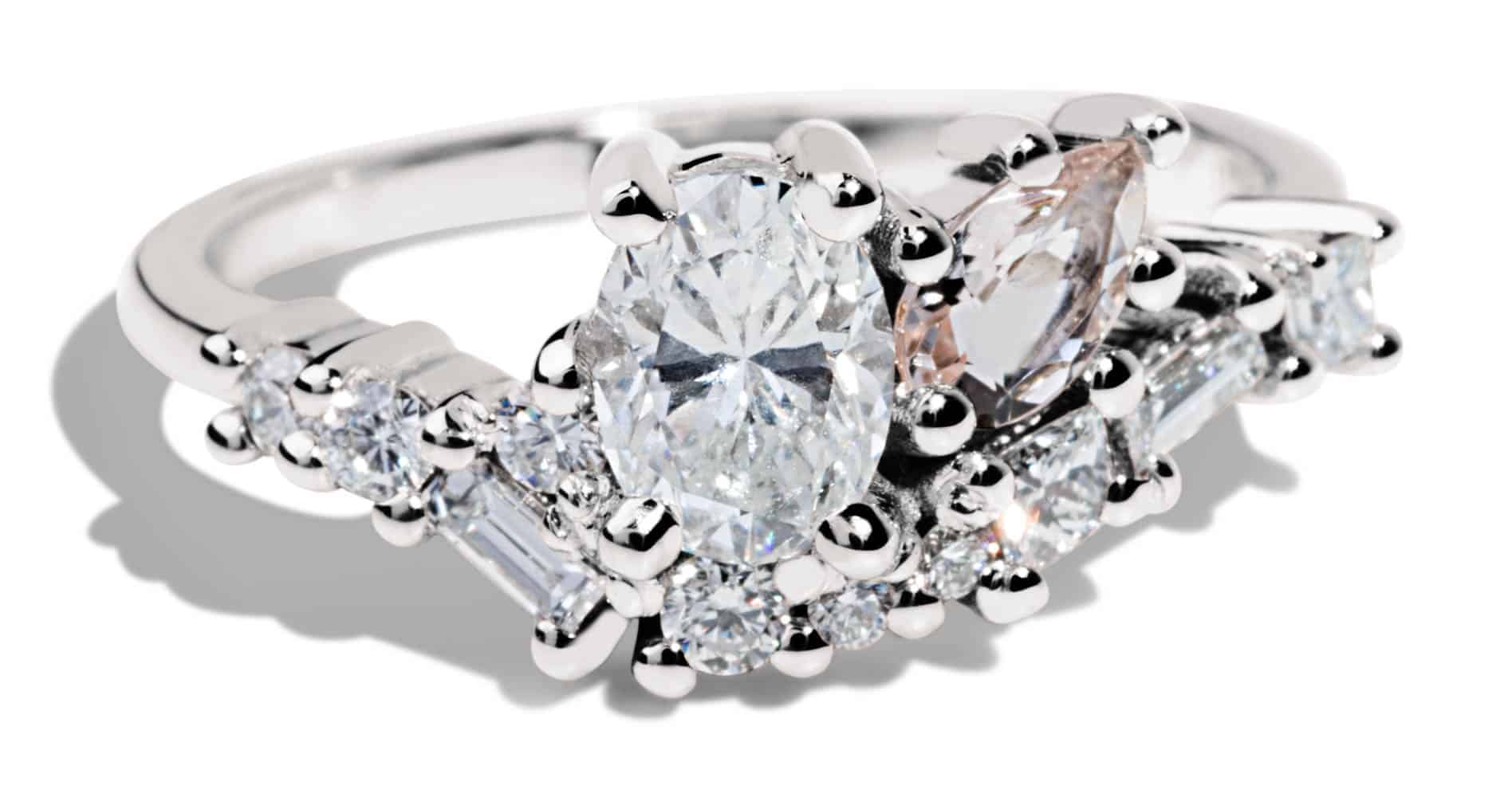 Custom Diamond and Morganite Cluster Ring