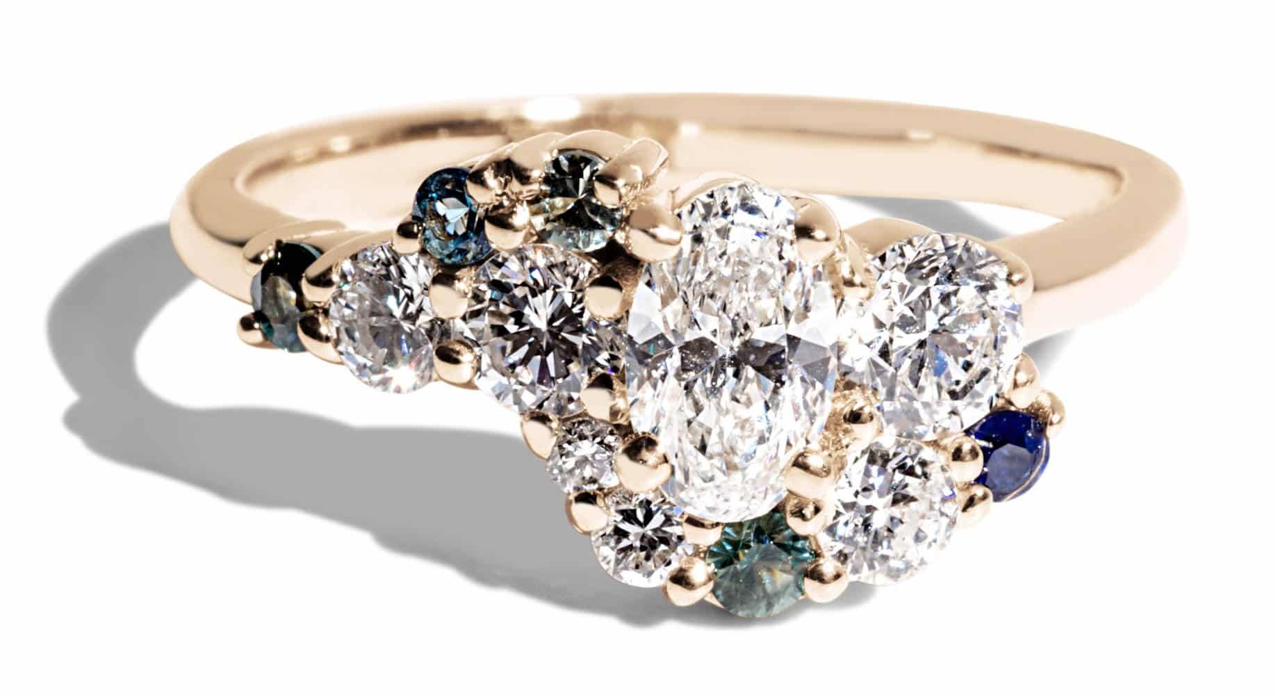Custom Diamond and Sapphire Cluster Ring