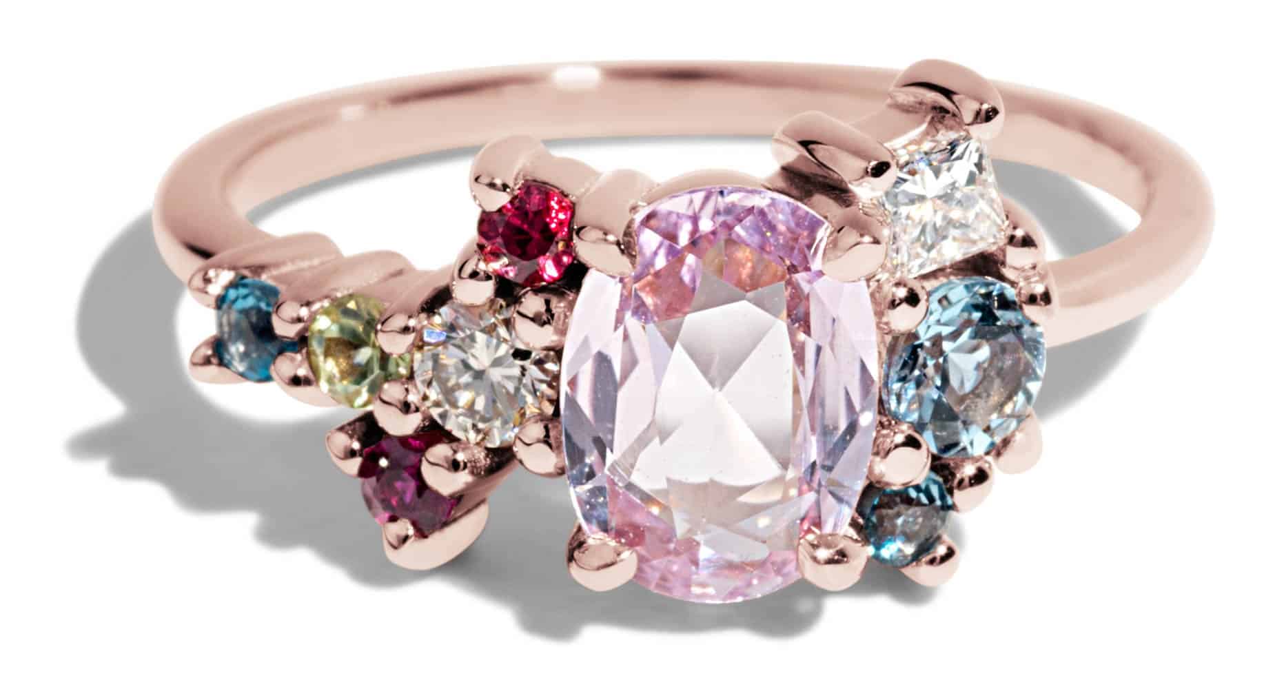 Custom Pink Sapphire Cluster Ring