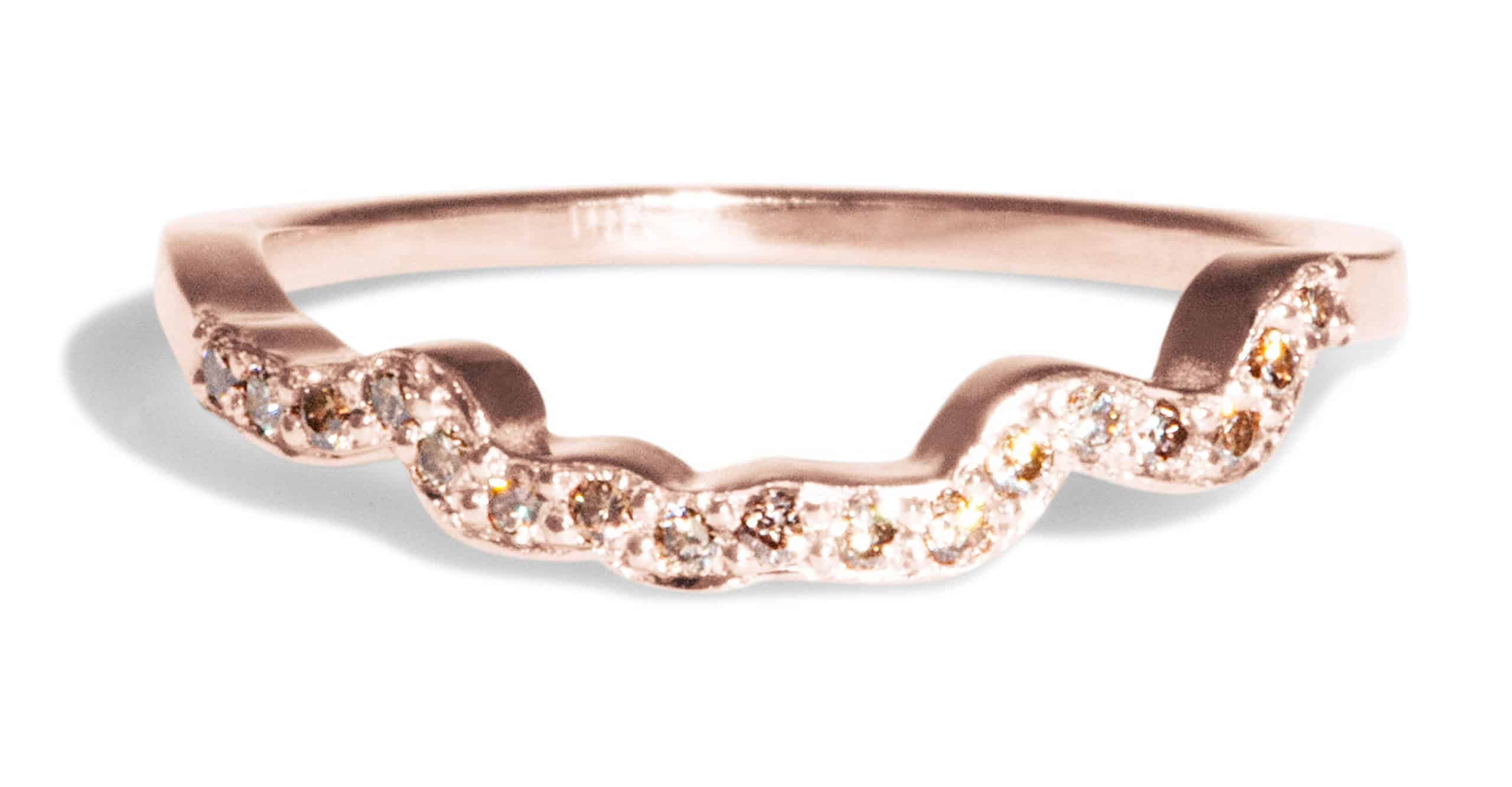 Custom Champagne Diamond Half Eternity Curved Band