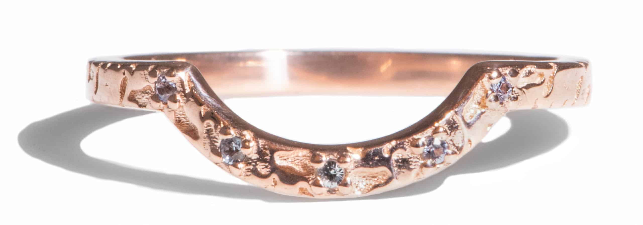 Custom Light Blue Sapphire Curved Dais Band
