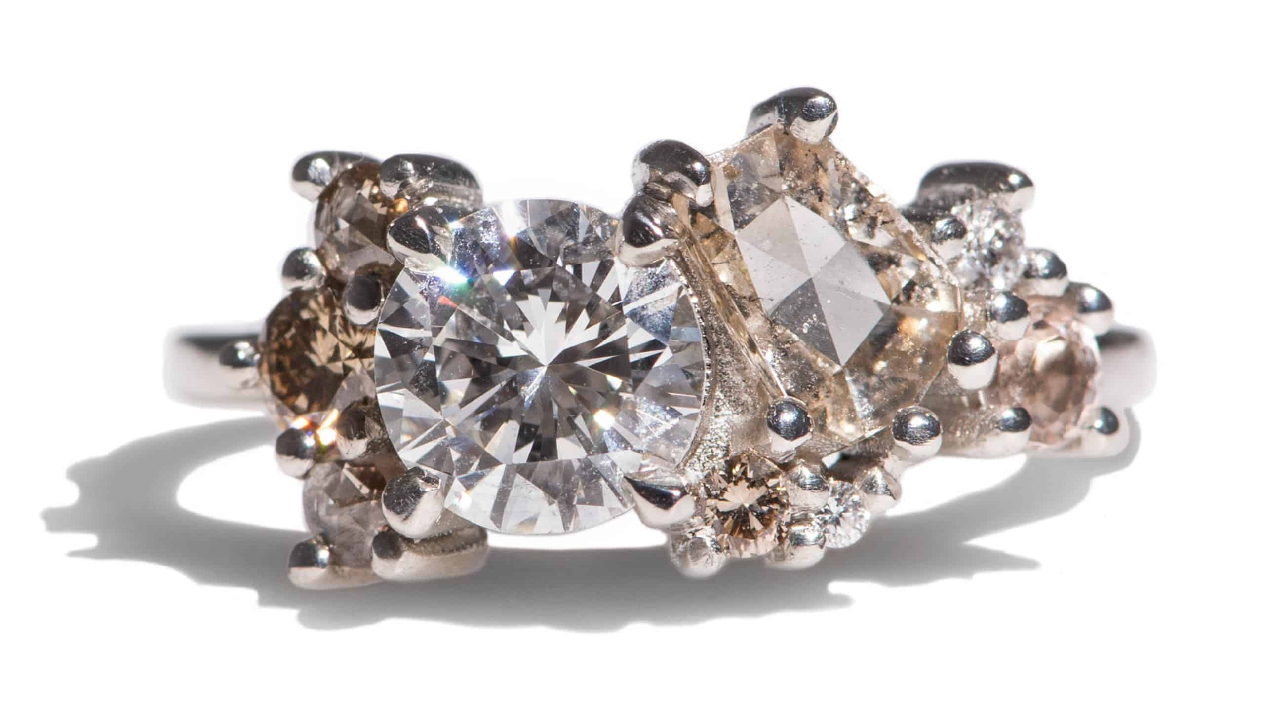 Custom Champagne Diamond Cluster Ring