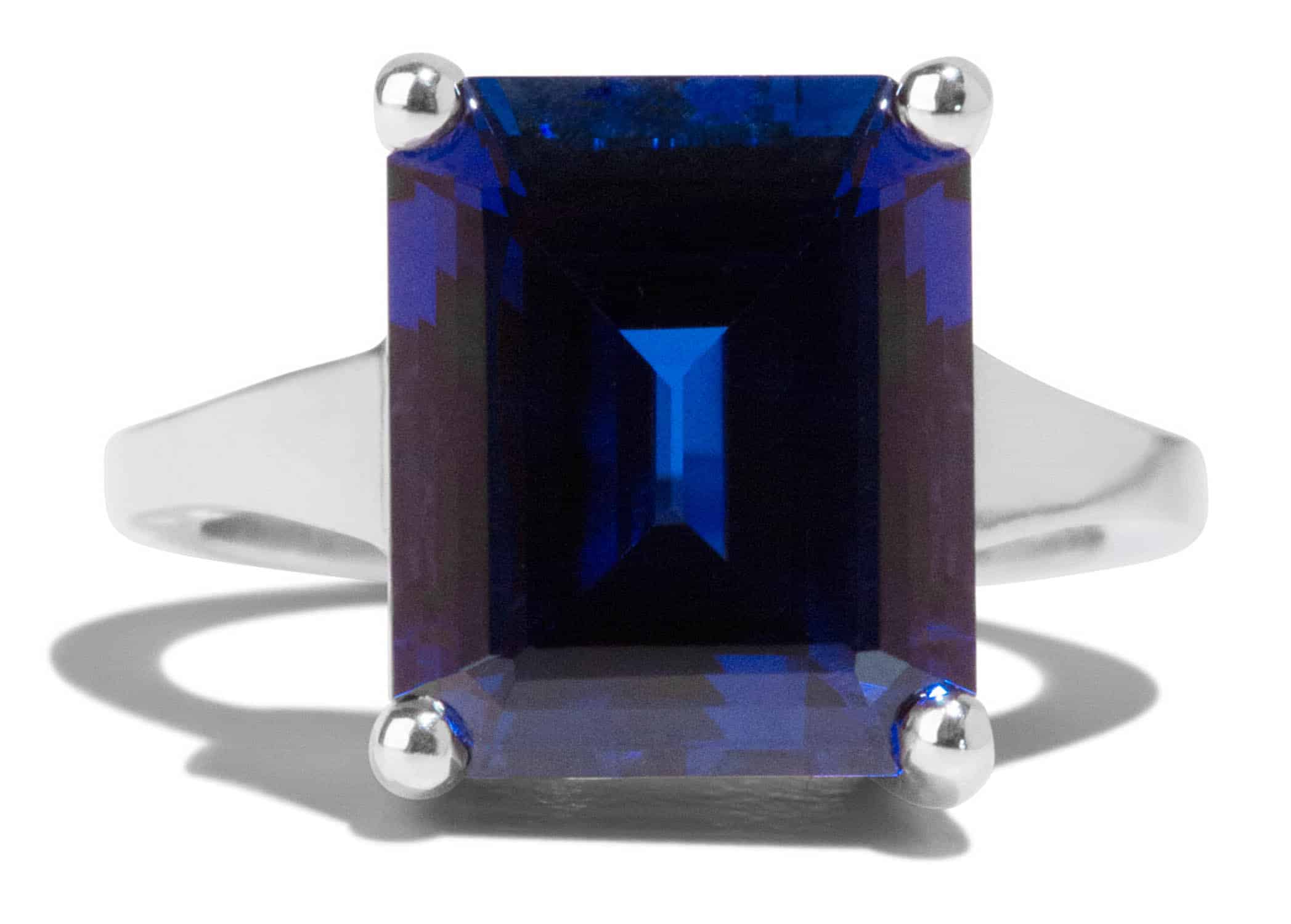 Custom Emerald Cut Blue Sapphire Ring