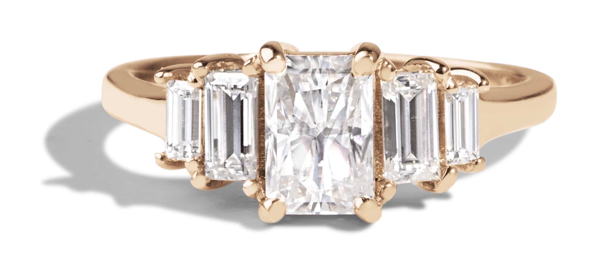 Custom Radiant Cut Moissanite Baguette Ring