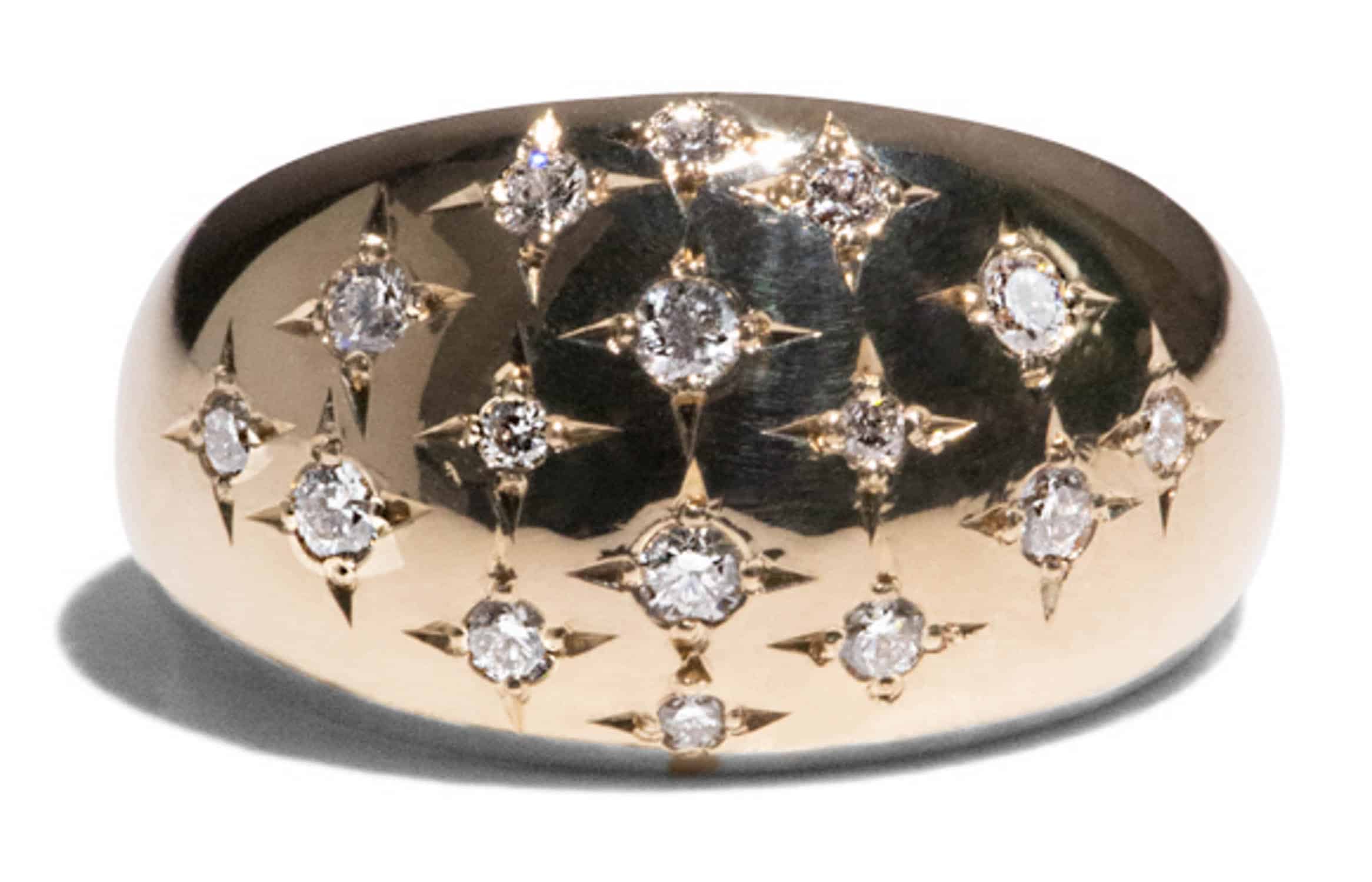 Custom Exaggerated Diamond Crescent Band