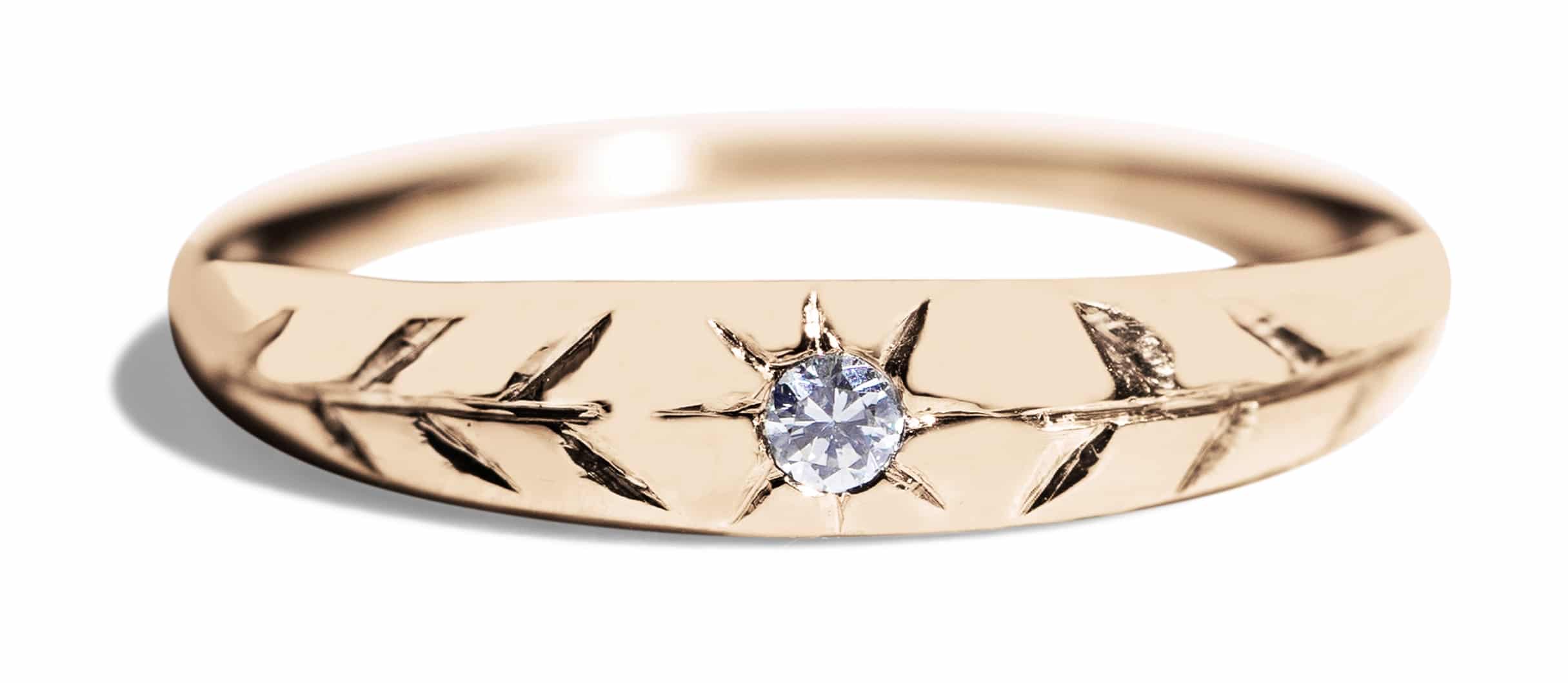 Custom Diamond Engraved Crescent Band