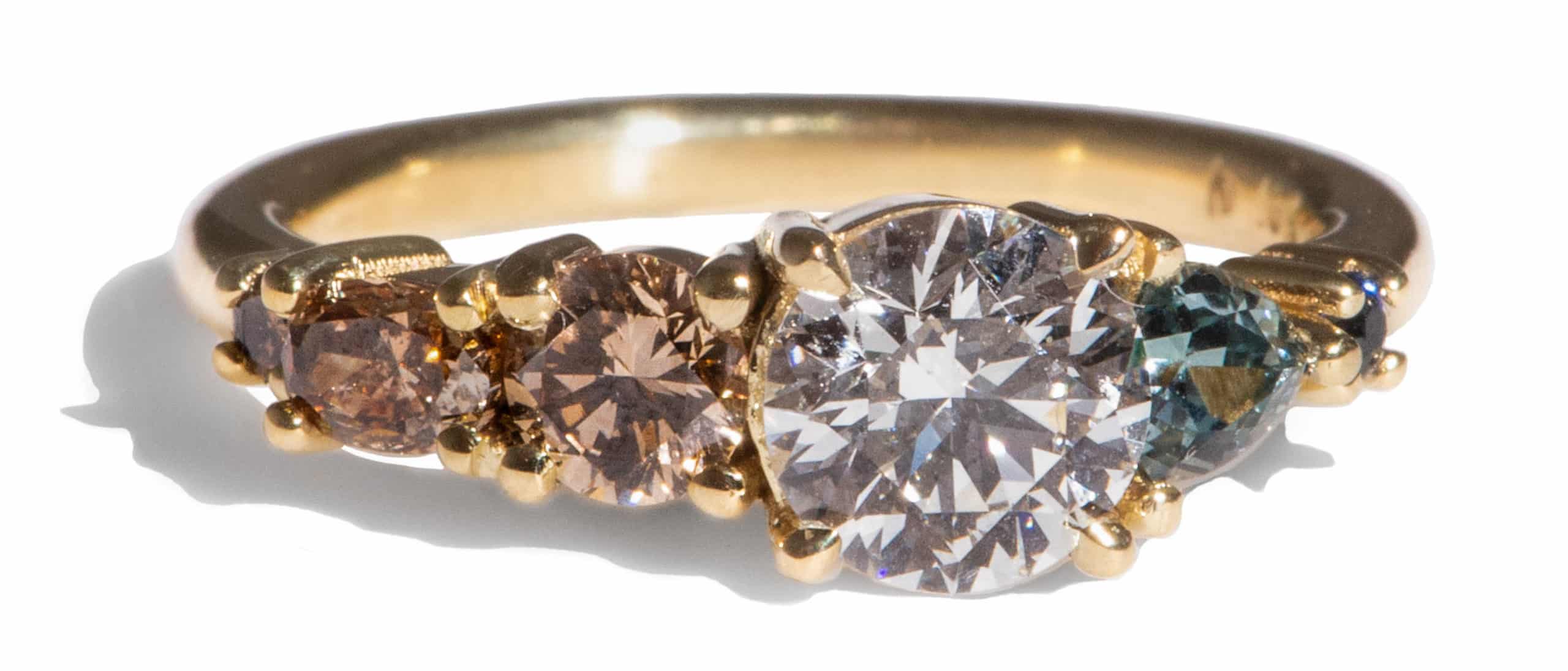 Custom White and Cognac Diamond Cluster Ring