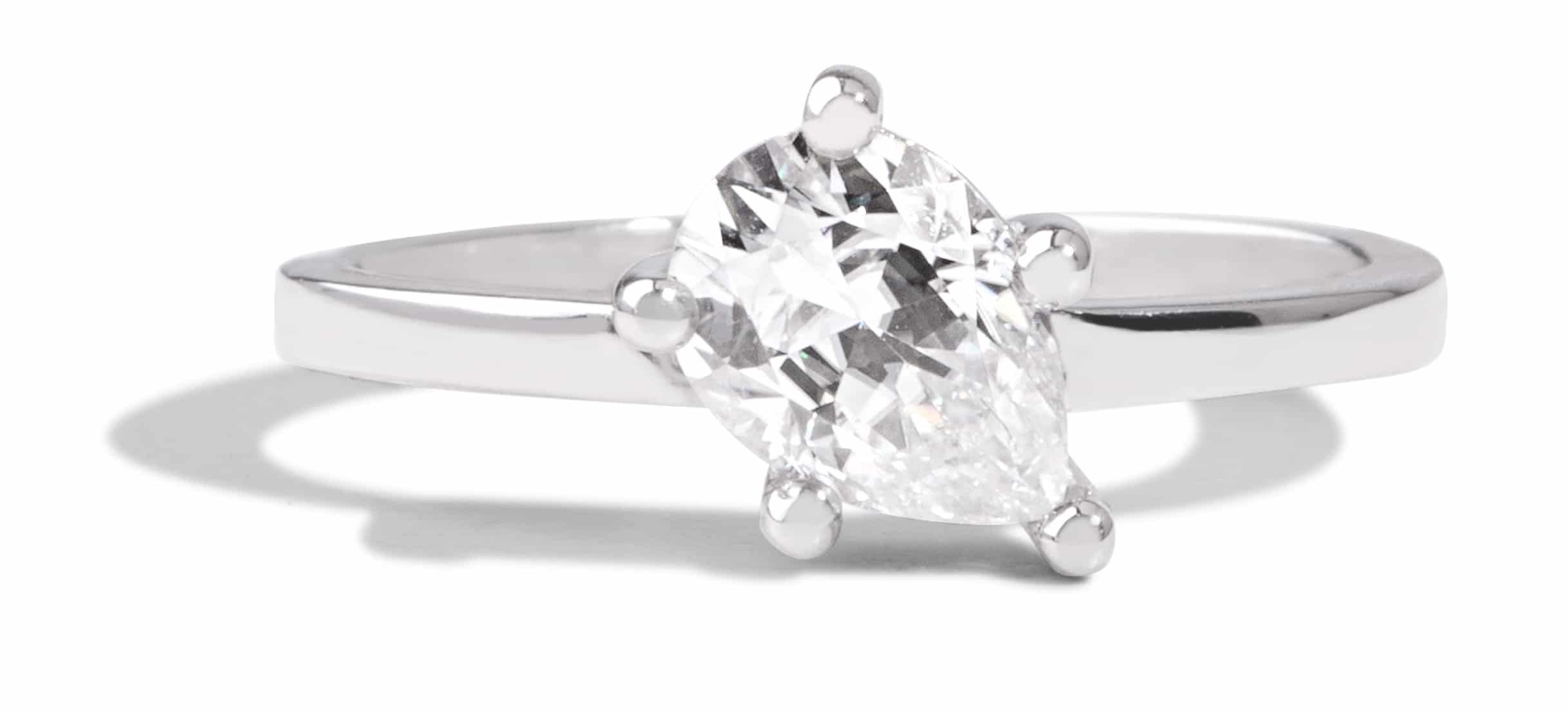 Custom Pear Cut Moissanite Solitaire Ring