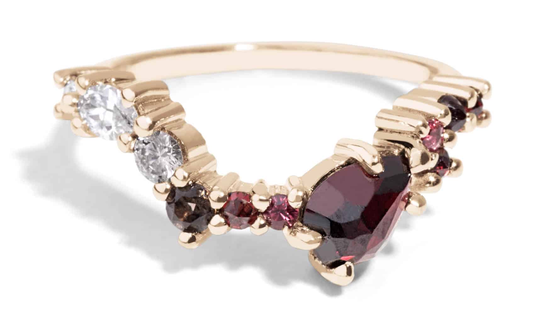 Custom Garnet and Diamond Band