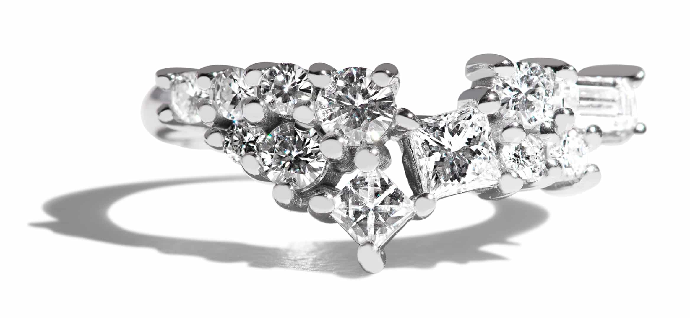 Custom Diamond and Moissanite Cluster Band