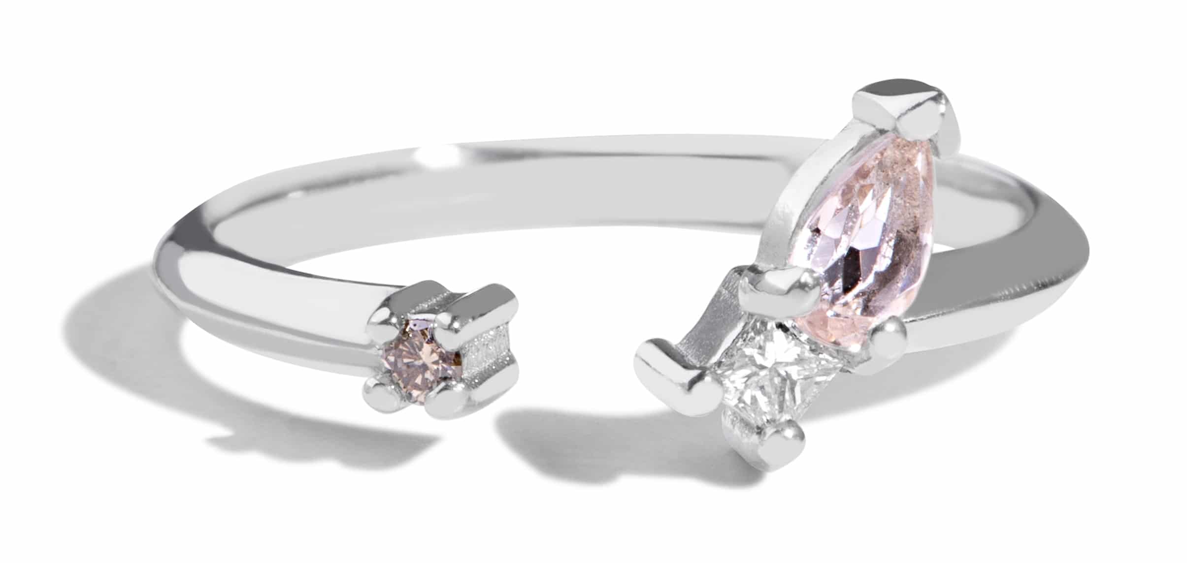 Custom Morganite and Diamond Open Ring