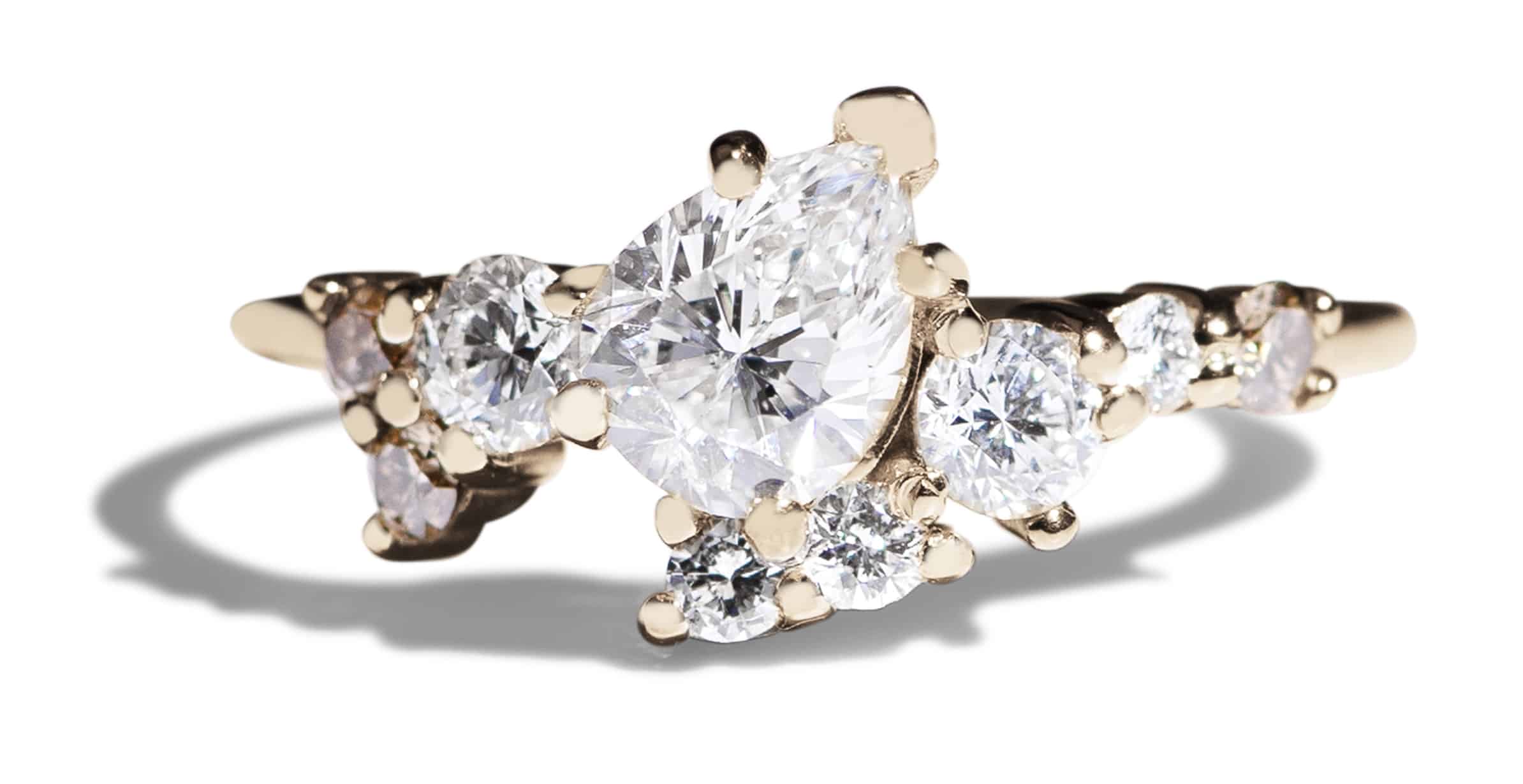 Custom Pear Cut Diamond Cluster Ring