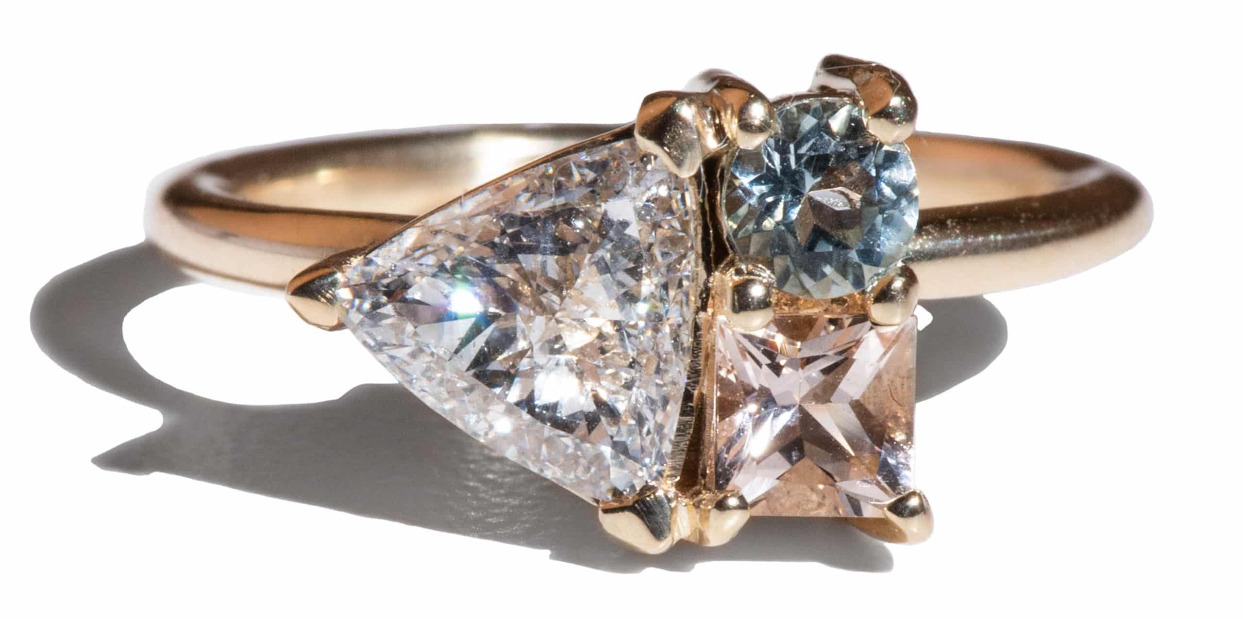 Custom Trillion Cut Diamond Cluster Ring