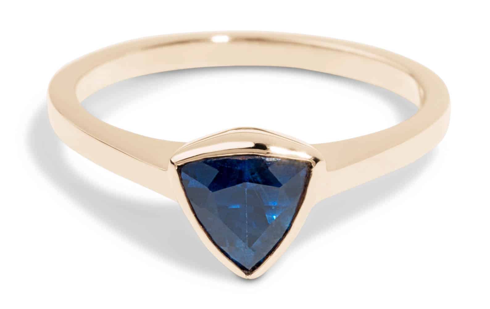 Custom Trillion Cut Blue Sapphire Solitaire Ring